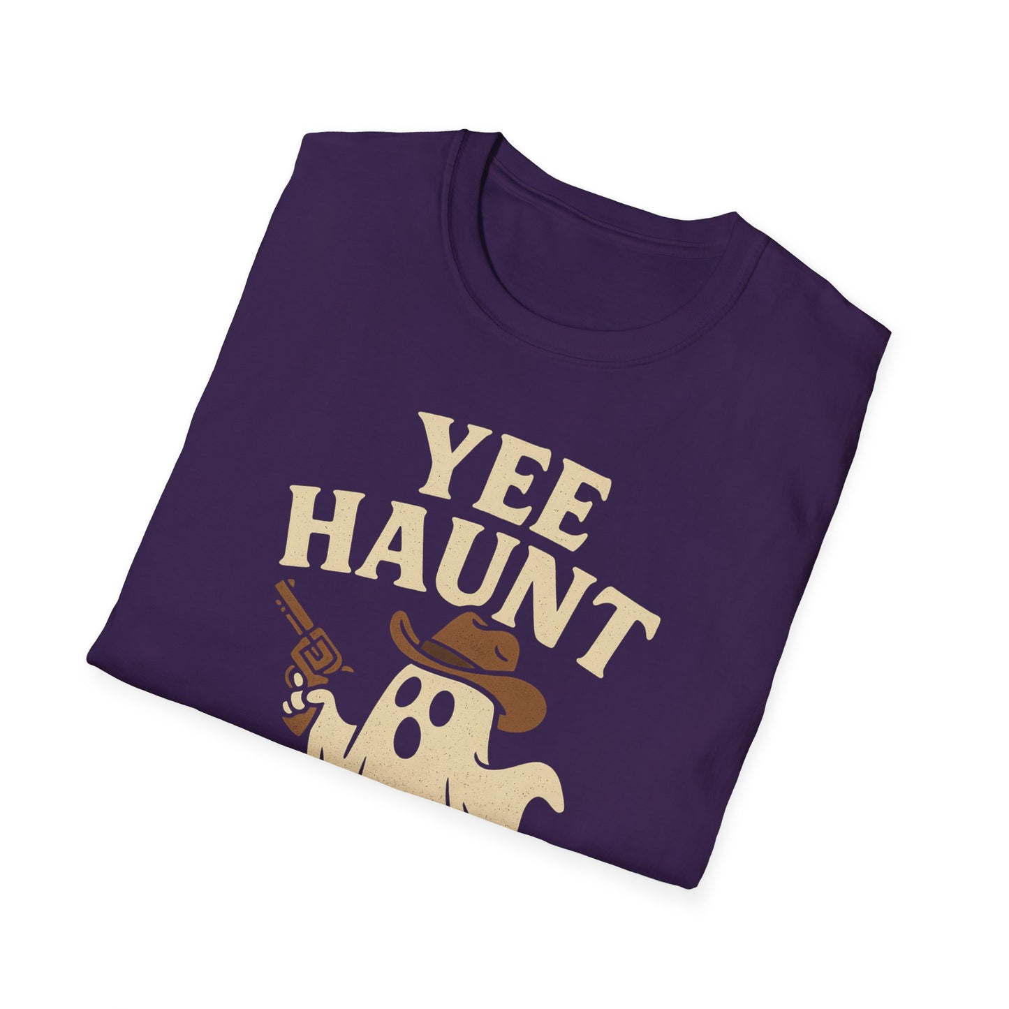 Yee Haunt Ghost Cowboy Halloween Tee - Cute Western Spooky Ghost Shirt - Boo Haw Fall Tee for Ghost Lovers - Unisex Halloween Graphic T-Shirt