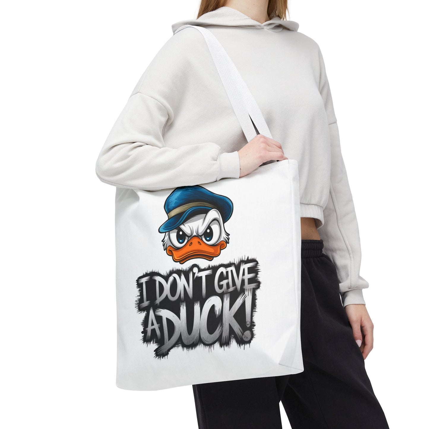 Funny Grumpy Duck Tote Bag | I Don’t Give A Duck Canvas Tote | Eco Reusable Cotton Gift Tote | Cute Animal Humor Market Bag