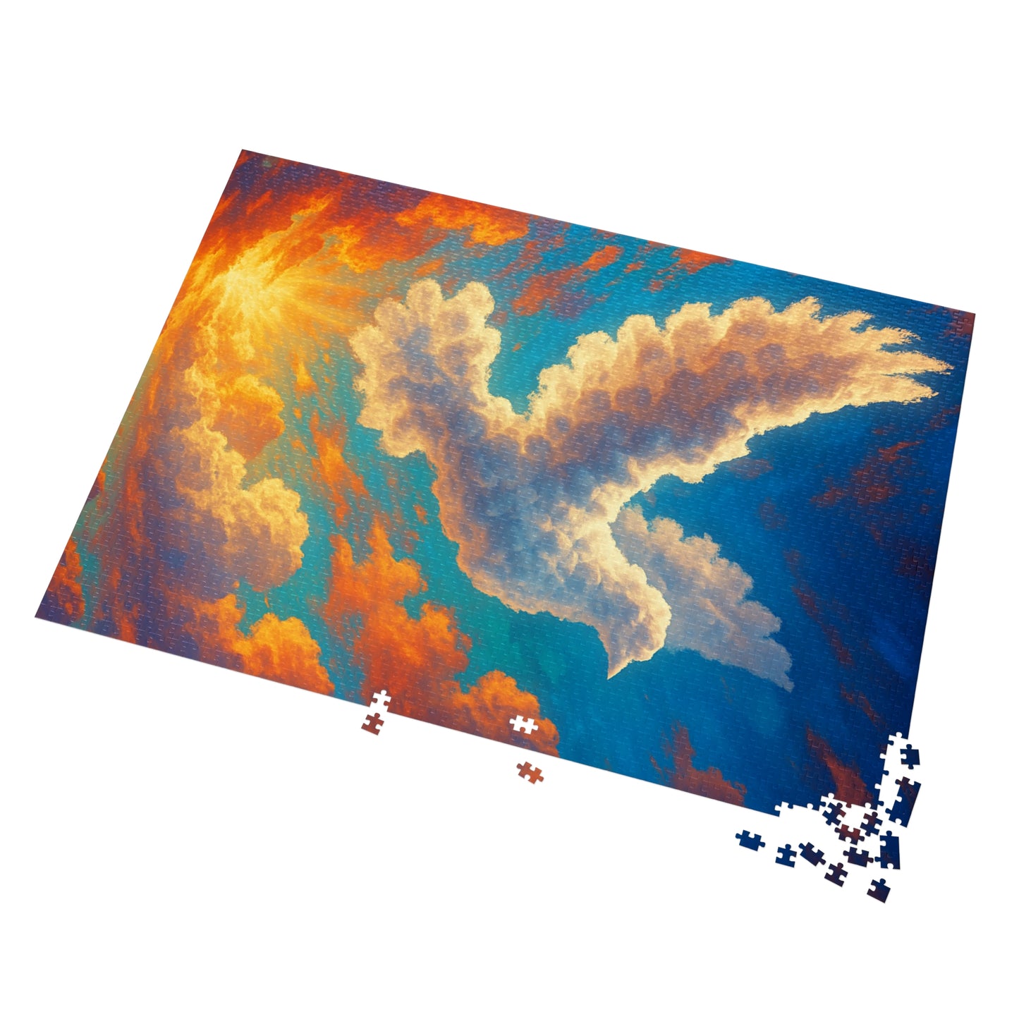 Jigsaw Puzzle: Cloud Dove Sunset Scene Inspirational Game Christian Puzzle Spiritual Jigsaw Religious Puzzle