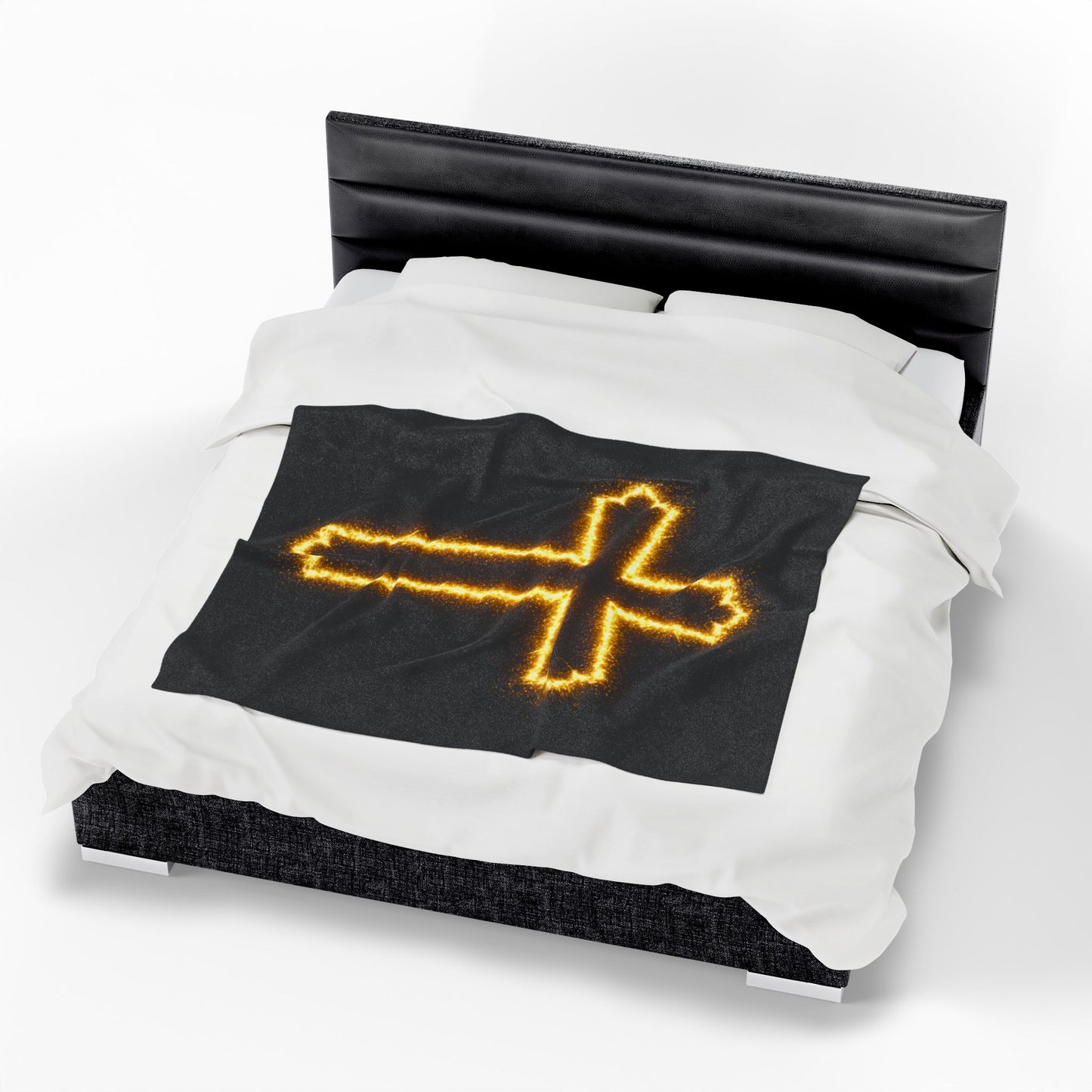 Inspirational Cross Velveteen Plush Blanket - Cozy Religious Throw for Faith and Comfort