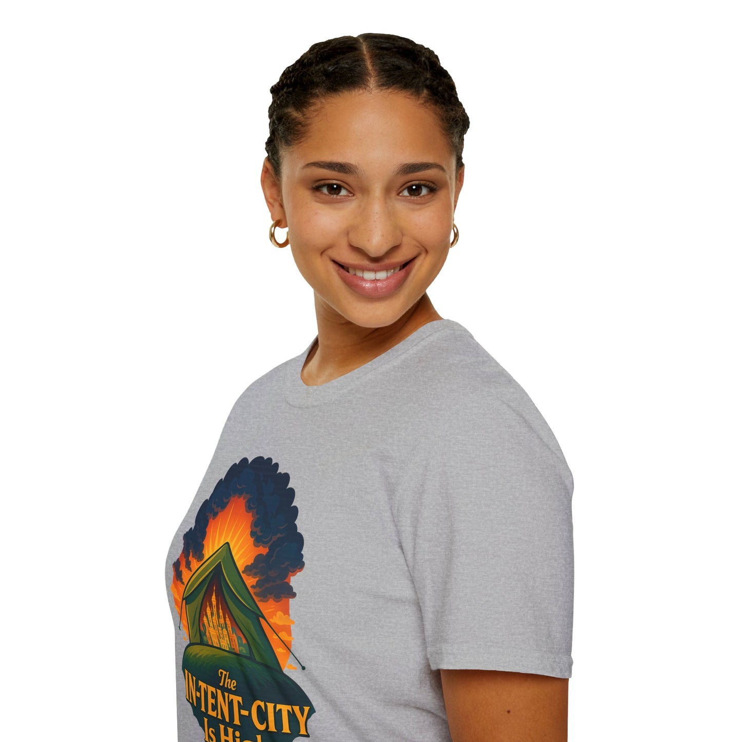 In-Tent-City Is High Camping Tee | Retro Tent Graphic T-Shirt for Hikers & Campers | Funny Outdoorsy Gift | Vintage Style Unisex Tee