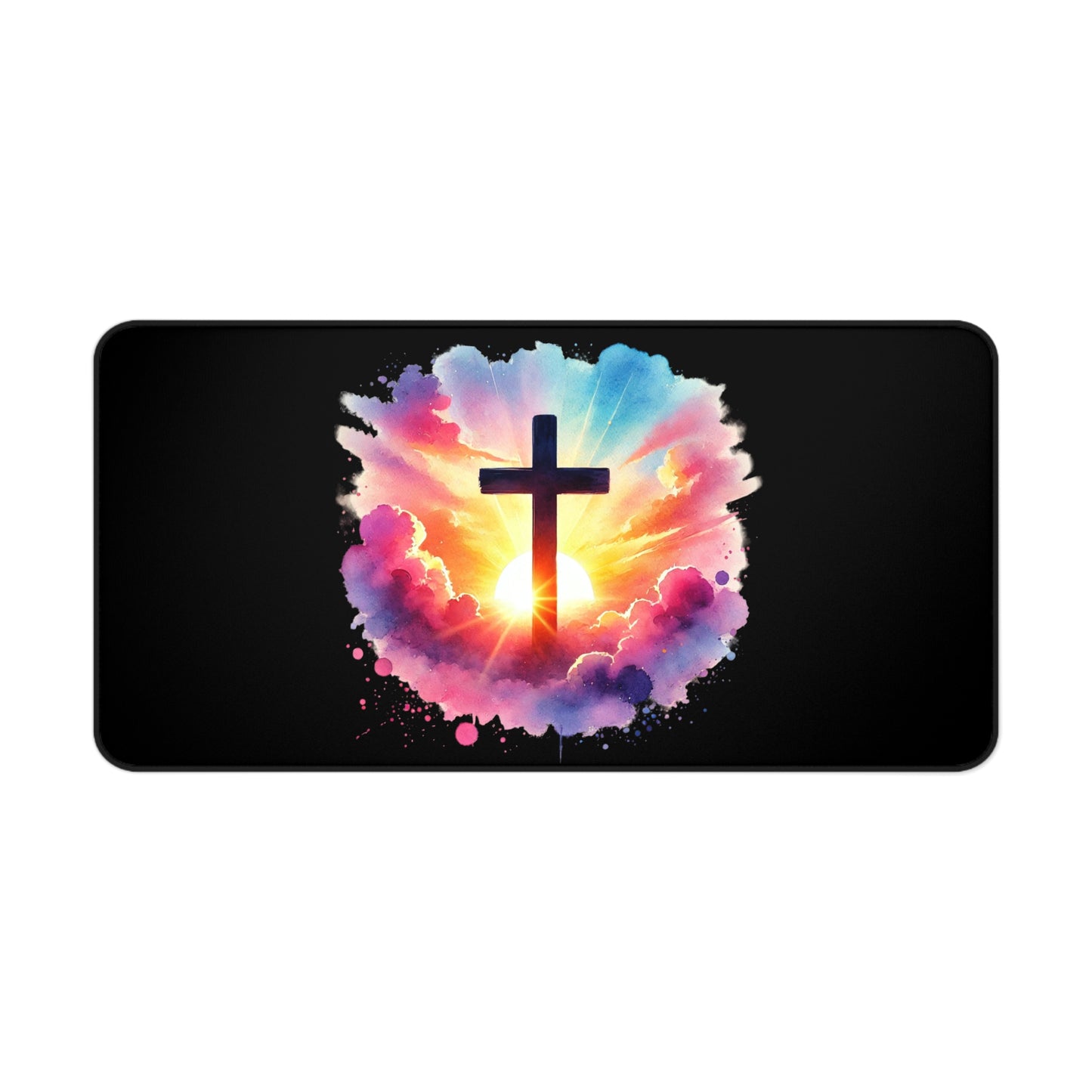 Inspirational Watercolor Christian Desk Mat, Easter Mouse Pad, Faith Decor, Religious Desk Mat, Cross Mouse Pad Desk Mat