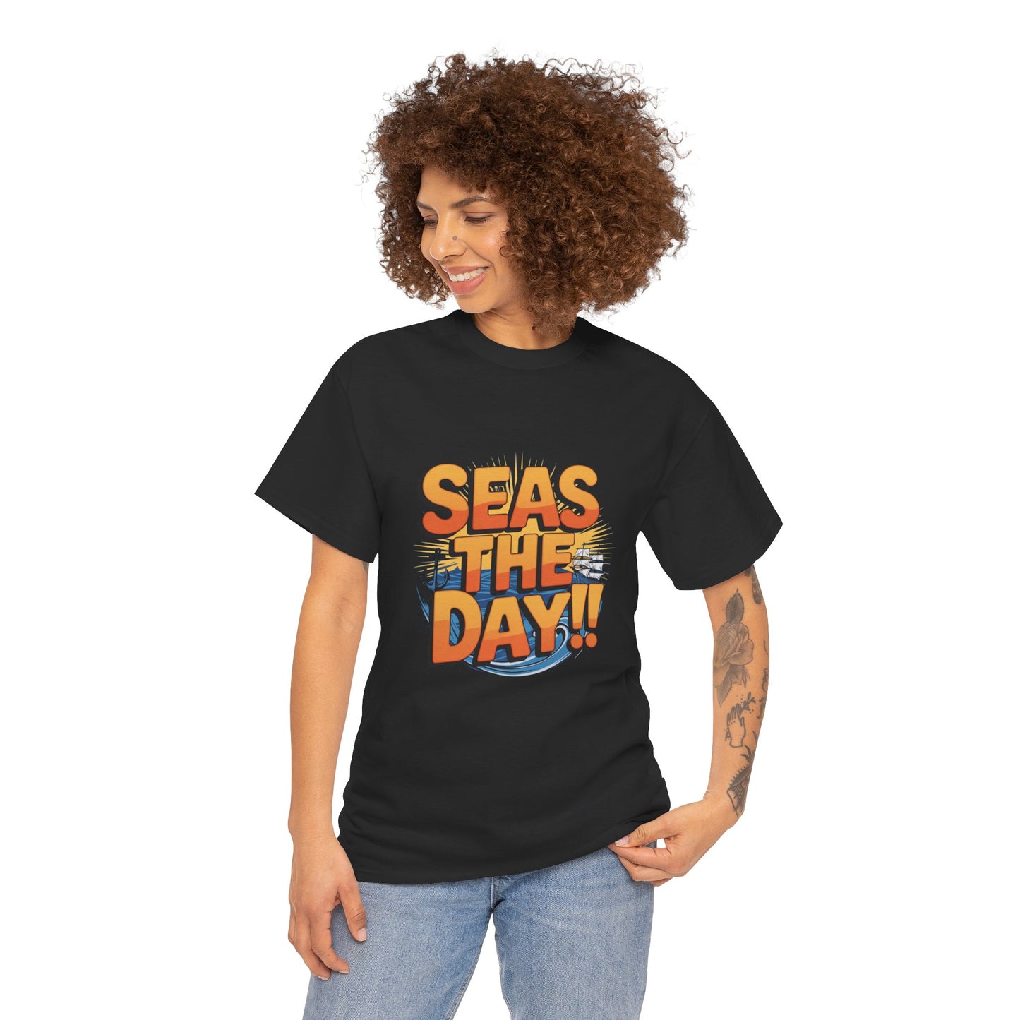 Seas The Day!! Tee • Ocean Pun Graphic Shirt • Comfort Colors Unisex Beachy Vibes • Nautical Aesthetic • Gift for Sea Lovers & Summer Vacays