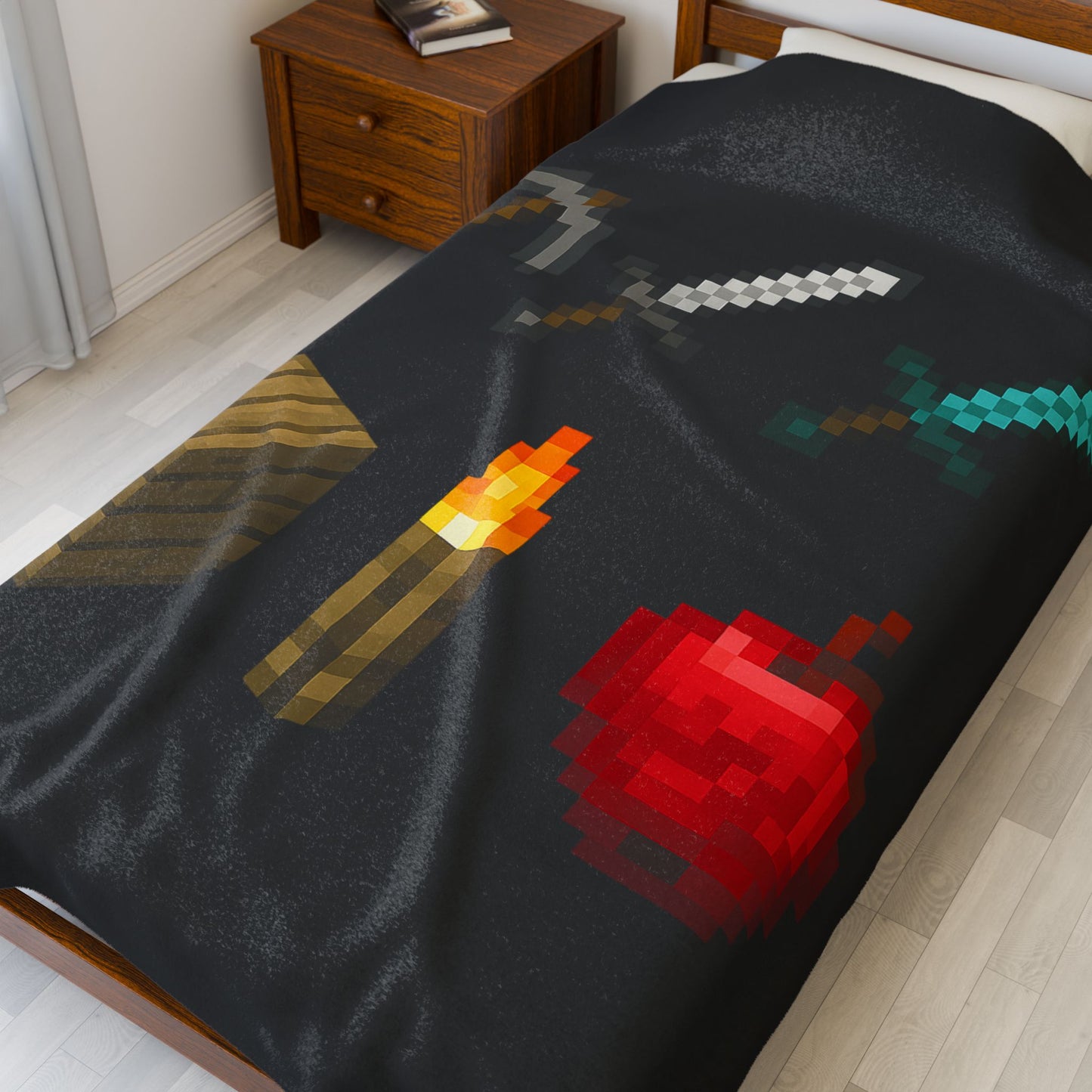 Minecraft Inspired Blanket Video Game Throw Geeky Decor Geek Blanket