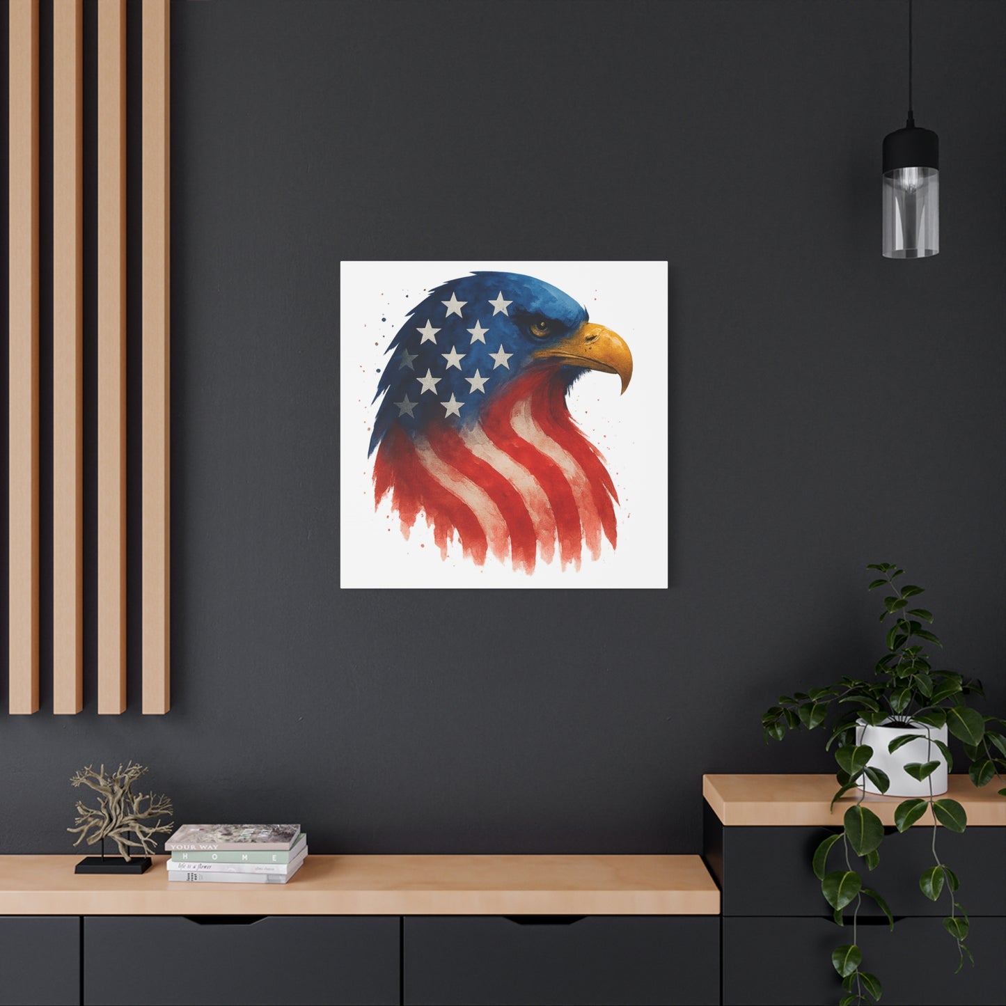 Patriotic Eagle Canvas Wall Art - American Flag Eagle Print - 4th of July Decor, USA Home and Office Gift - Ready to Hang Canvas Art