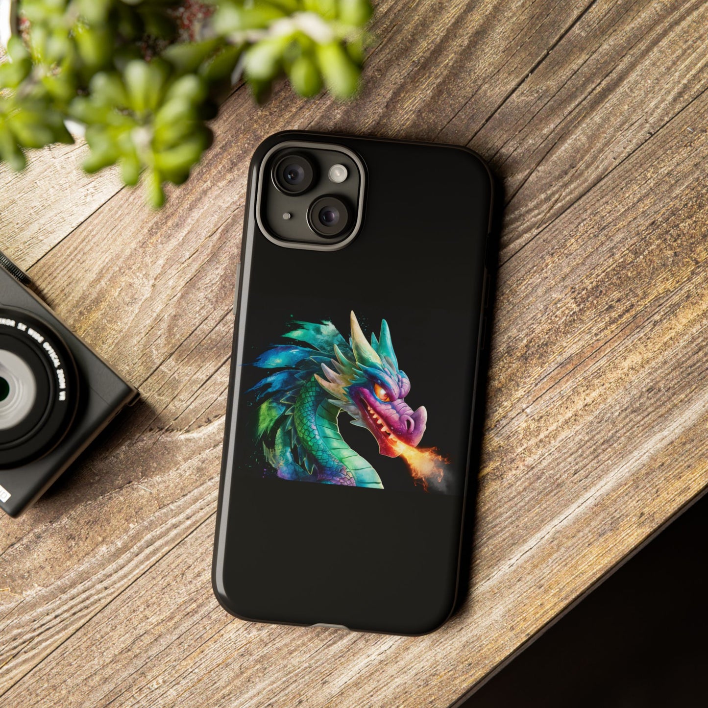Dragon iPhone Case - Fantasy Fire-Breathing Art Protective Cover - Bookish Dark Academia Aesthetic Gift for Teens and Adults