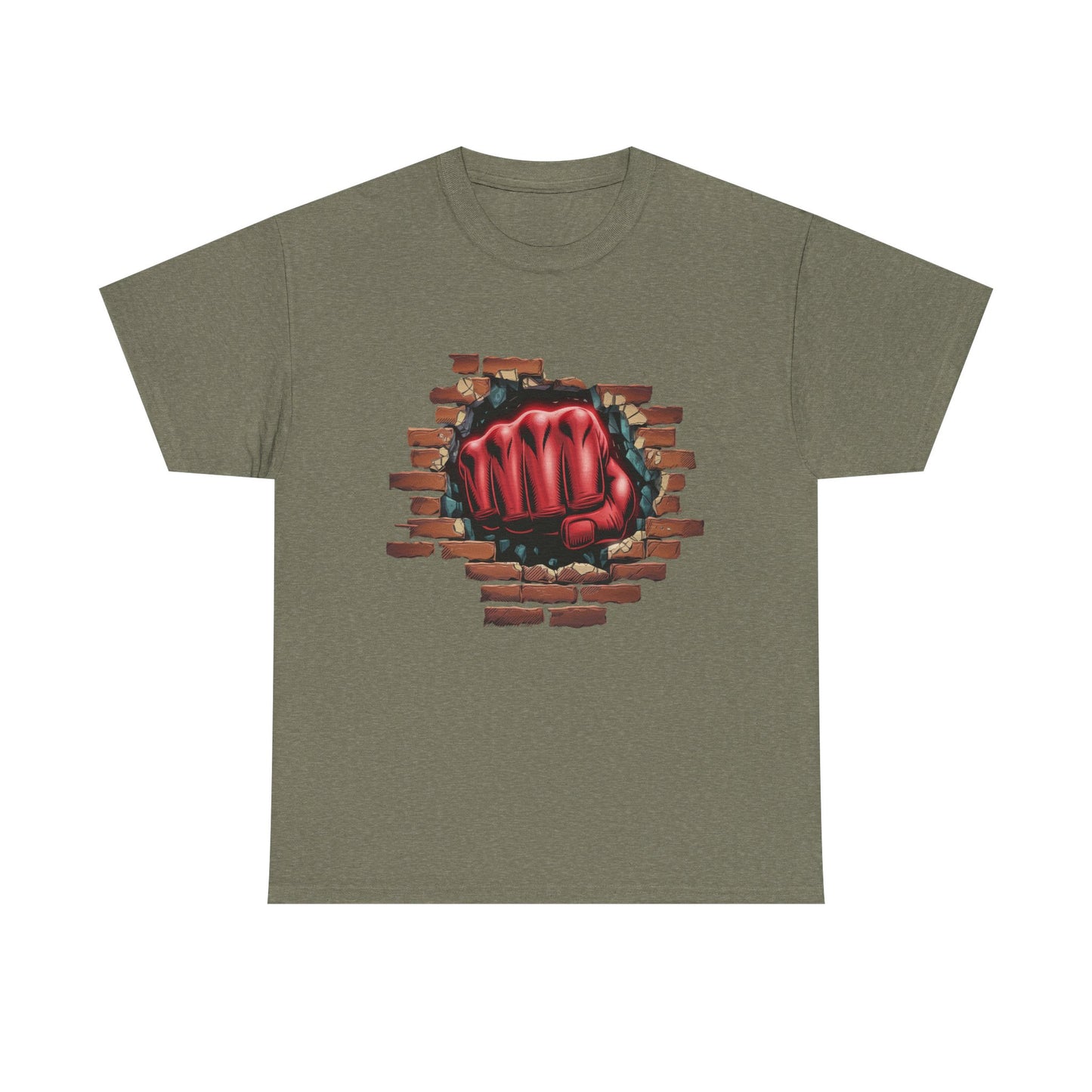 Impact Fist Graphic T-Shirt – Punch Through Brick Wall Design | Bold Streetwear Tee for Fighters, Gym & Edge-Lovers