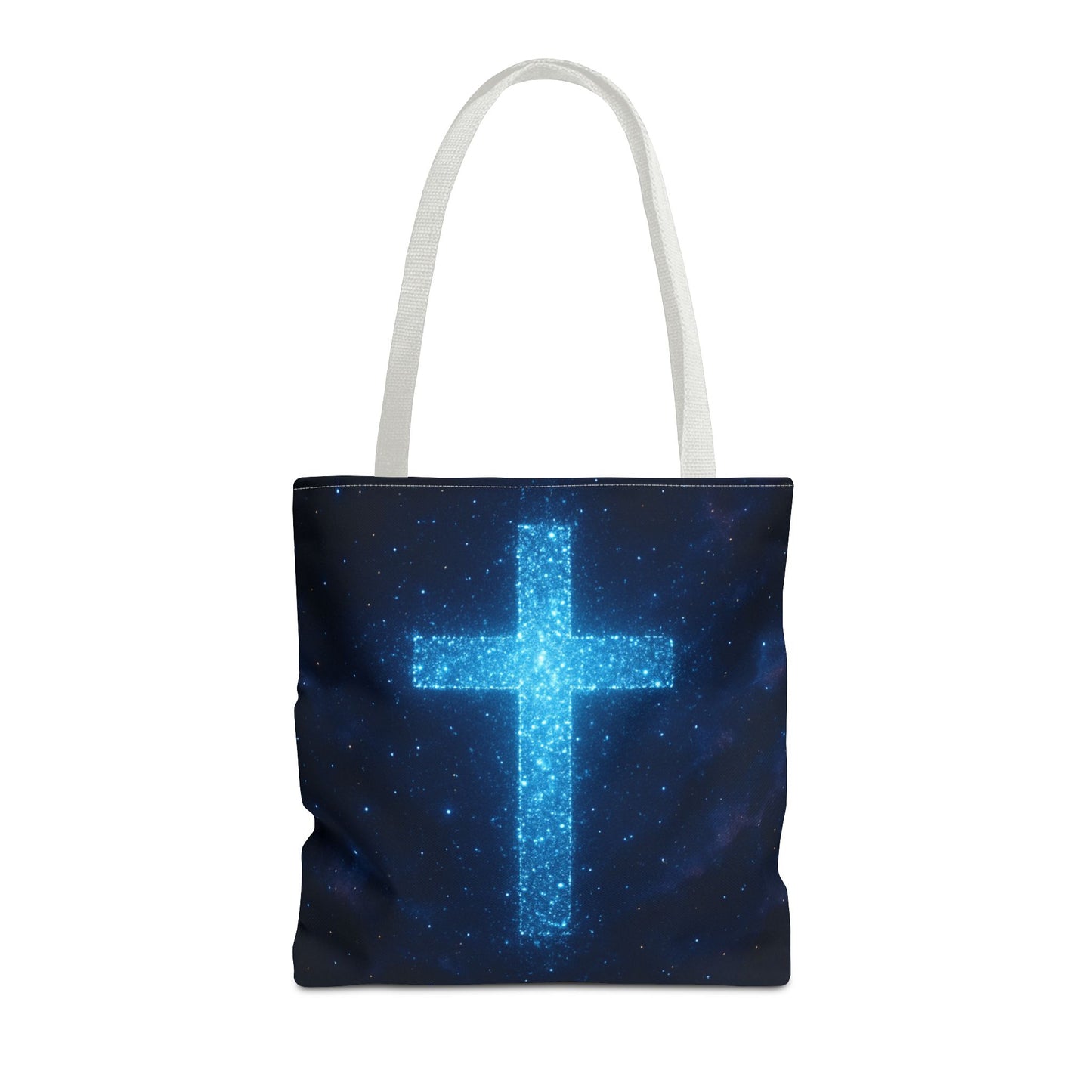 Sparkling Cross Tote Bag - Inspirational Blue Cosmic Bag Christian Tote Spiritual Bag Inspirational Tote Bag