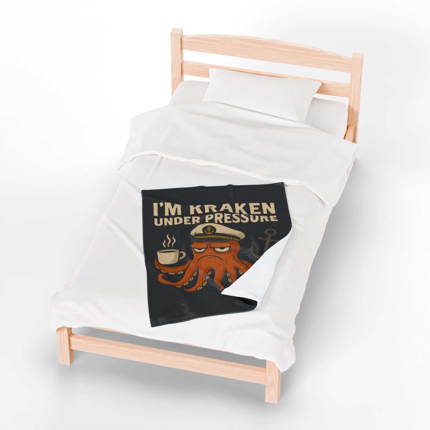 Kraken Under Pressure Plush Blanket - Fun Nautical Decor for Cozy Nights Beach Themed Throw Ocean Decoration