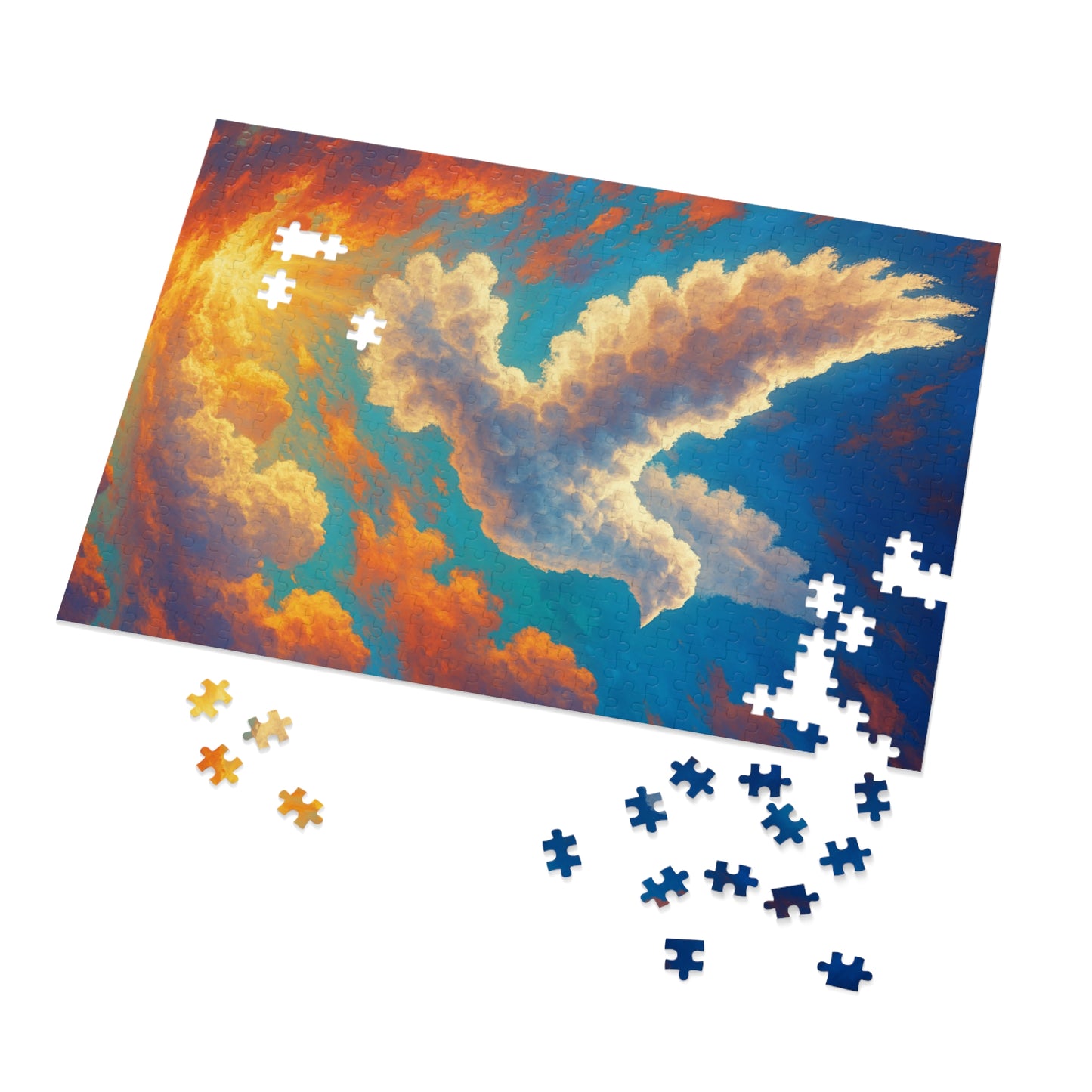 Jigsaw Puzzle: Cloud Dove Sunset Scene Inspirational Game Christian Puzzle Spiritual Jigsaw Religious Puzzle