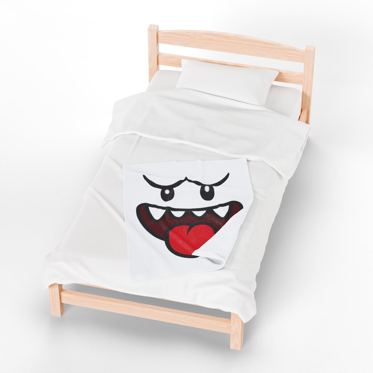 Funny Ghost Face Blanket, Spooky Halloween Throw, Creepy Gamer Room Bedding, Novelty Tongue Out Ghost Bedspread, Cool Cozy Horror Decor