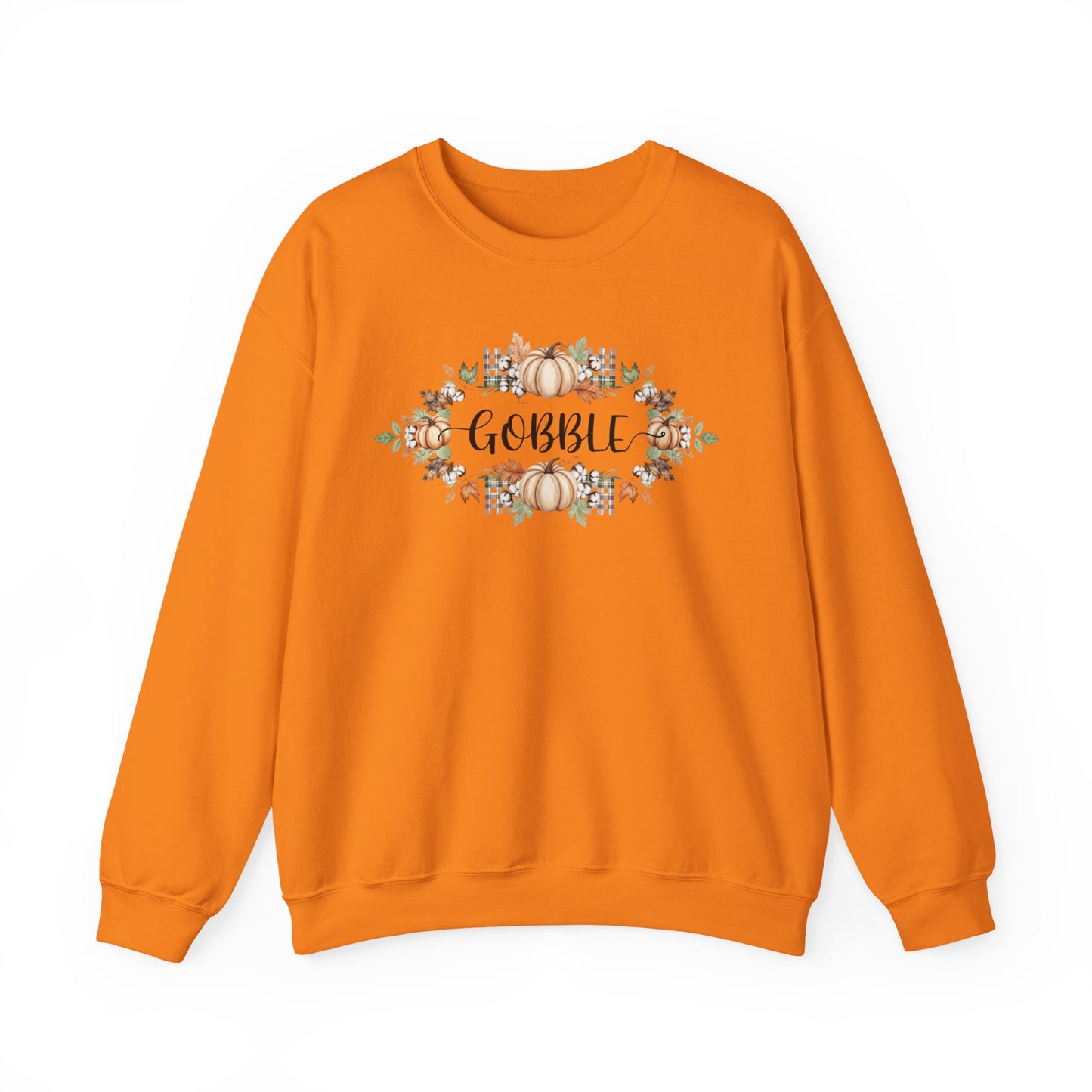 Gobble Thanksgiving Sweatshirt, Rustic Fall Turkey Crewneck, Autumn Pumpkin Floral Pullover, Thanksgiving Outfit Sweater Gift
