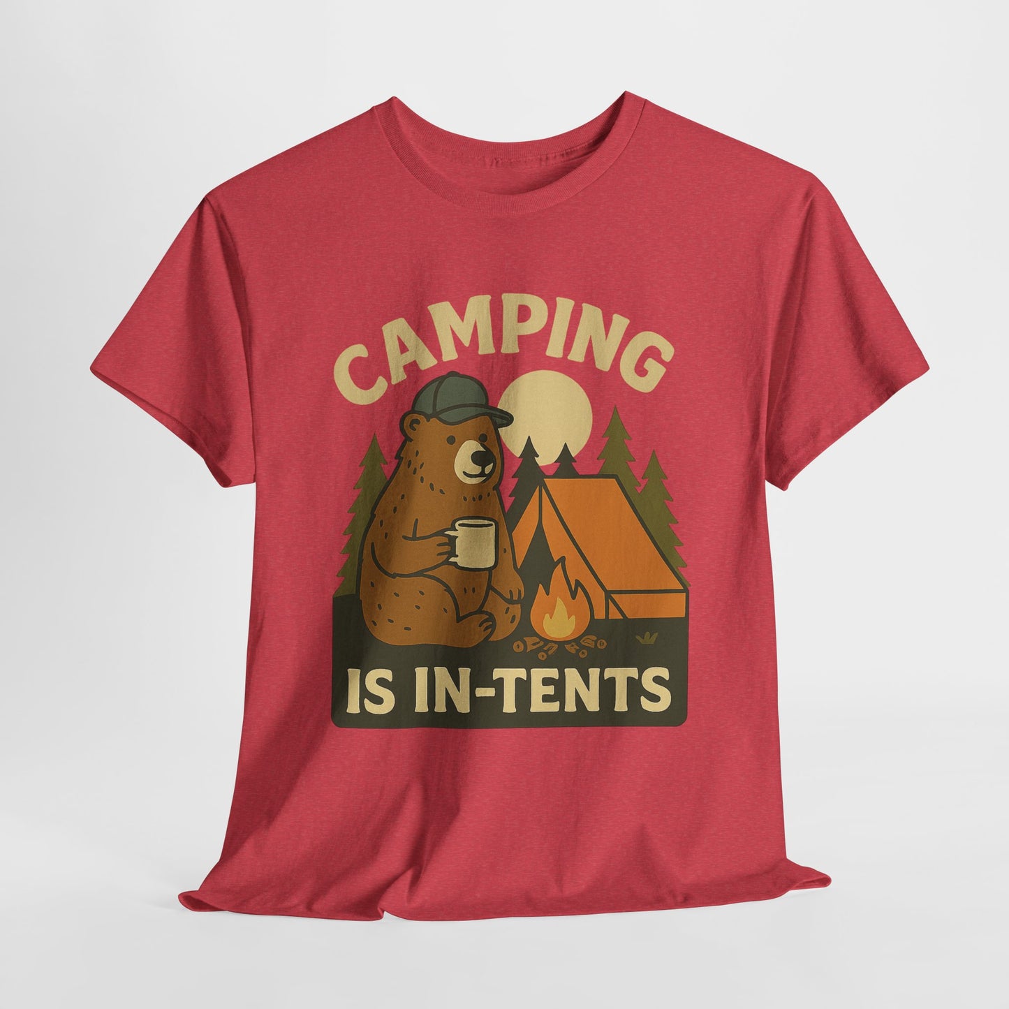 Camping Is In-Tents Funny Bear Camping Tee - Cute Outdoorsy Pun Shirt - Retro Campfire Graphic, Nature Lover Gift, Unisex Adventure Apparel
