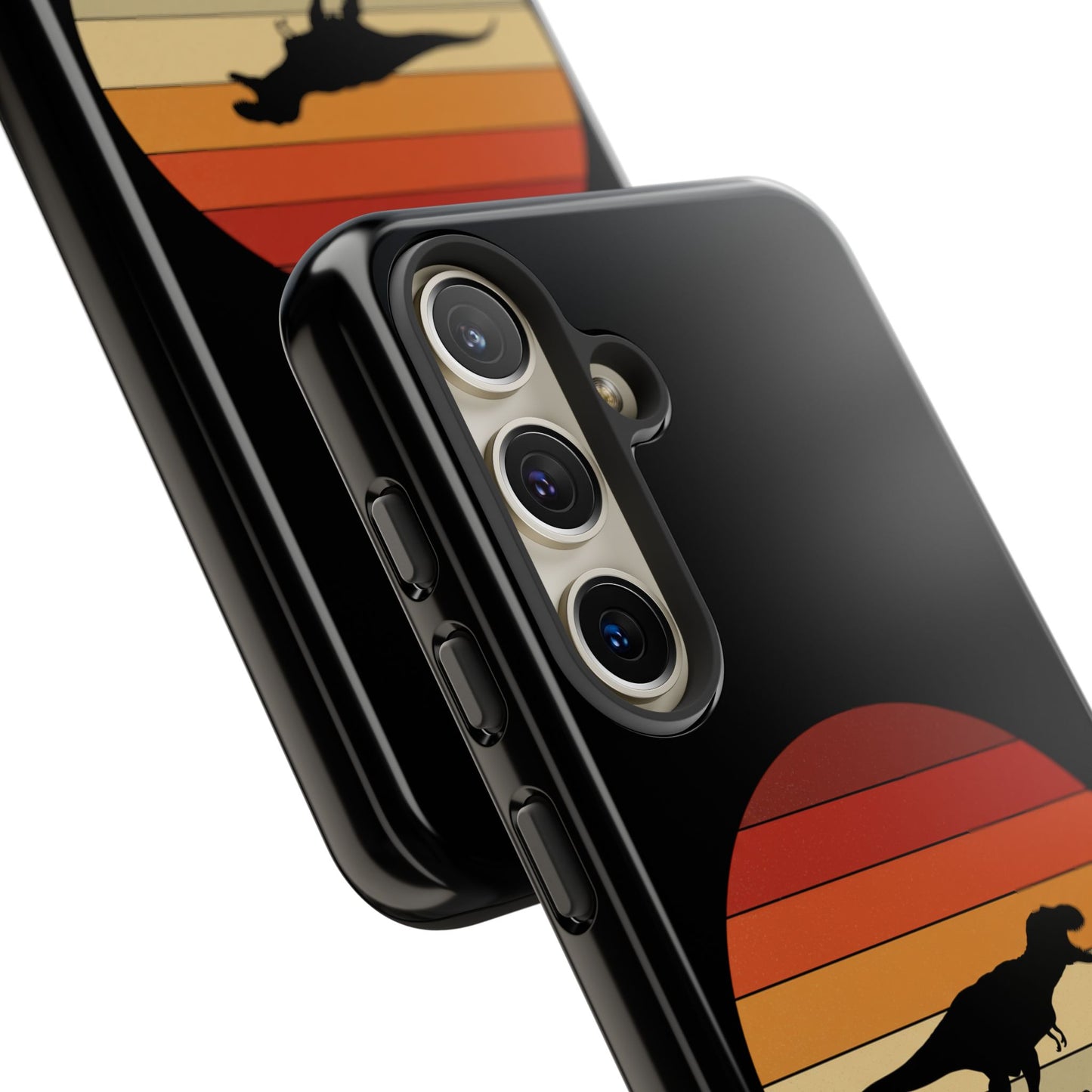 Retro Sunset Dinosaur Samsung Case | T-Rex Silhouette Vintage Gradient Cover for Galaxy S25/S24/S23 Series Dinosaur Phone Case