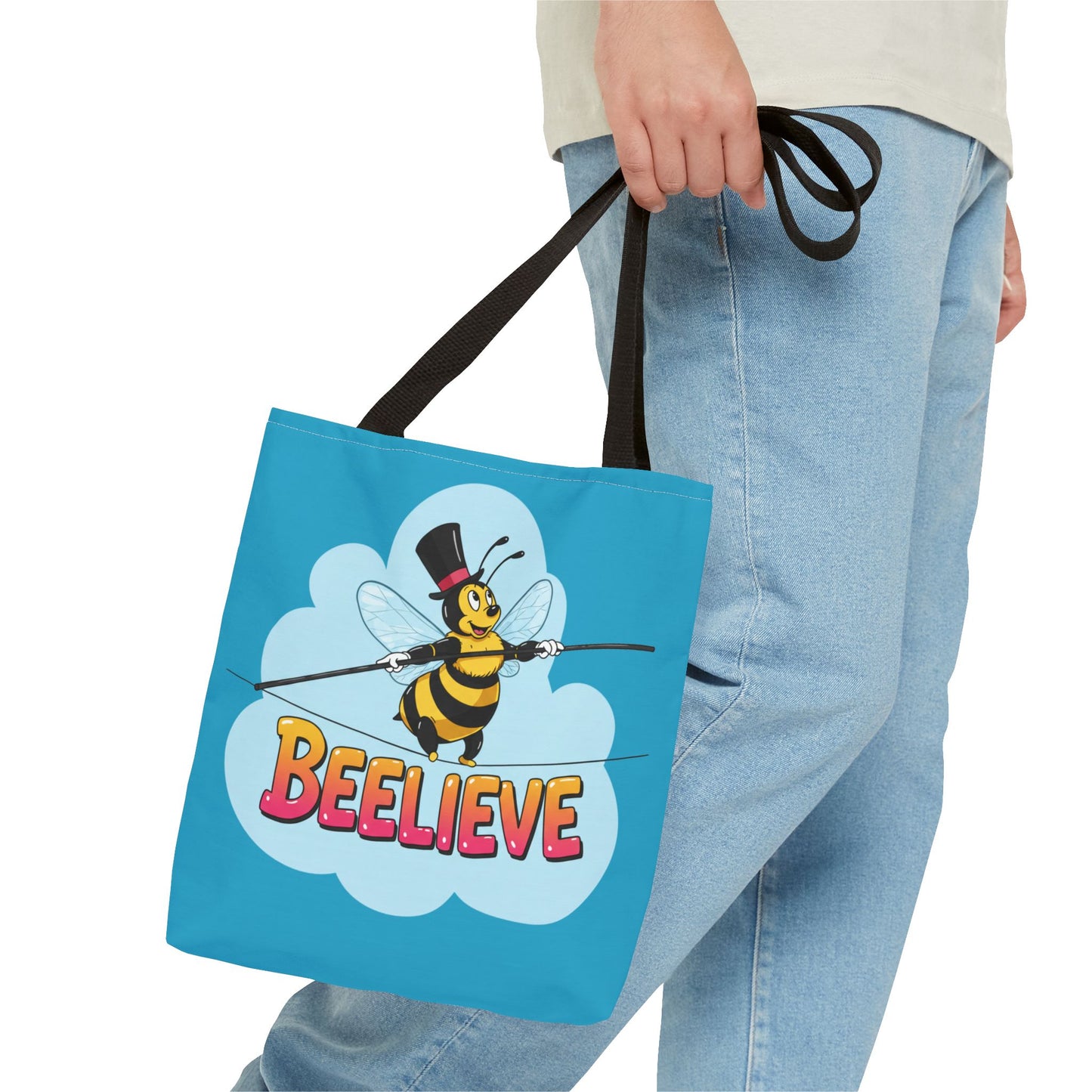 Bee Tote Bag Beelieve Pun Design