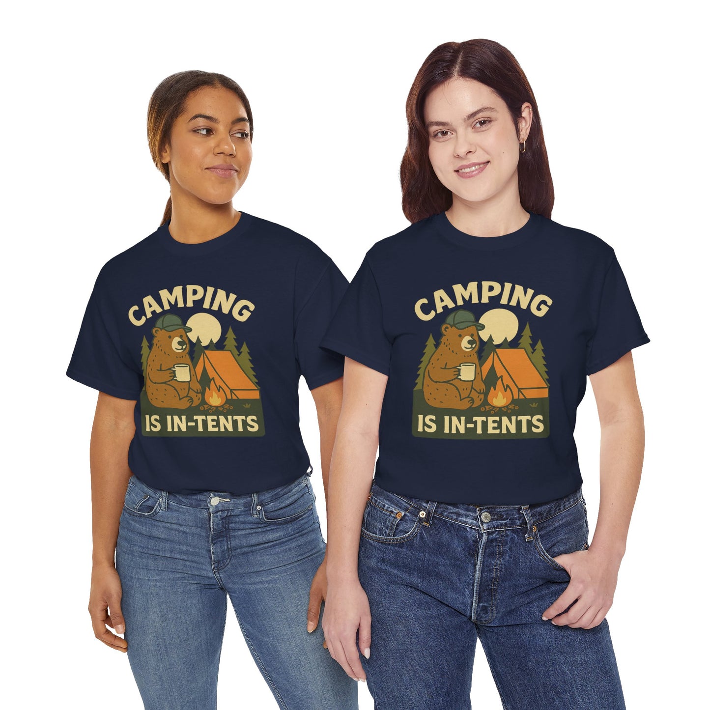 Camping Is In-Tents Funny Bear Camping Tee - Cute Outdoorsy Pun Shirt - Retro Campfire Graphic, Nature Lover Gift, Unisex Adventure Apparel