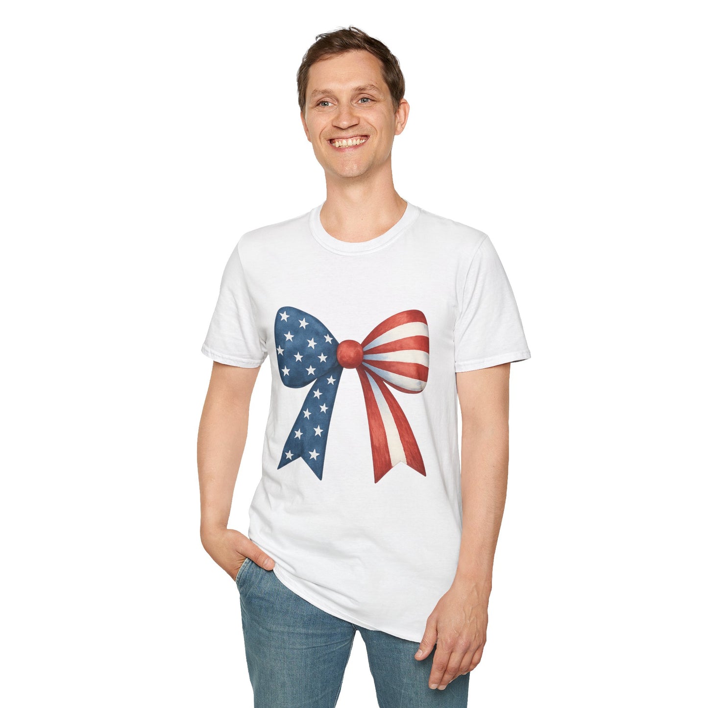 Patriotic Bow USA T-Shirt | 4th of July Shirt | American Flag Bow Tee | Independence Day Shirt | July 4th Graphic Tee | USA Pride Shirt