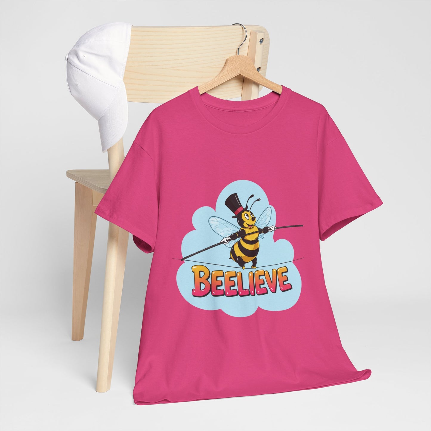 “Beelieve” Bee Pun T‑Shirt | Cute Bee Graphic Tee | Inspirational Pun Shirt | Funny Nature Lover Gift | Bee Belief Positive Vibes Tee