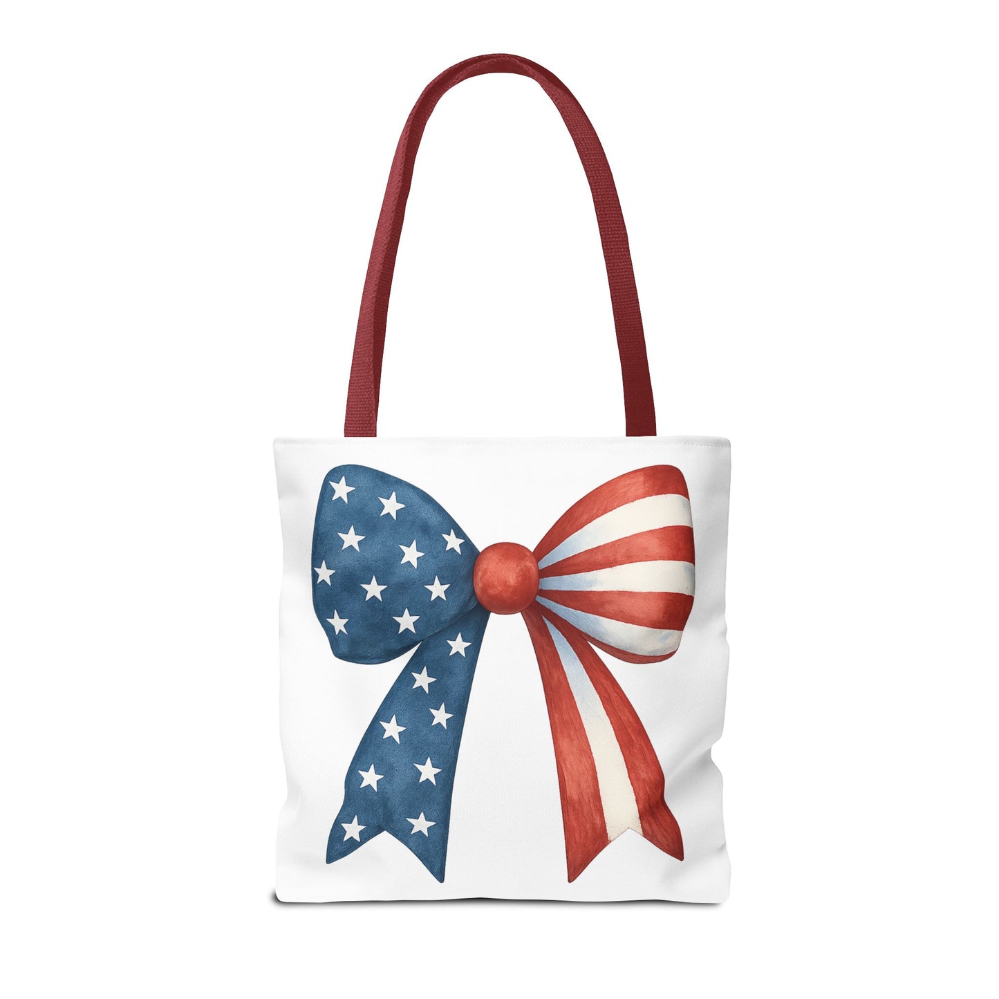 Patriotic Bow Tote Bag | 4th of July Reusable Bag | American Flag Tote | USA Stars Stripes Bag | Independence Day Gift | USA Market Bag