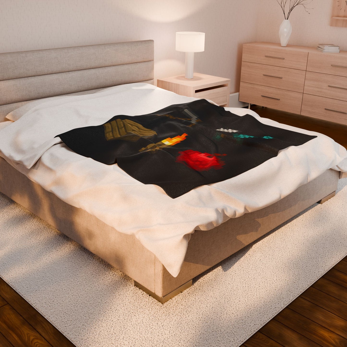 Minecraft Inspired Blanket Video Game Throw Geeky Decor Geek Blanket