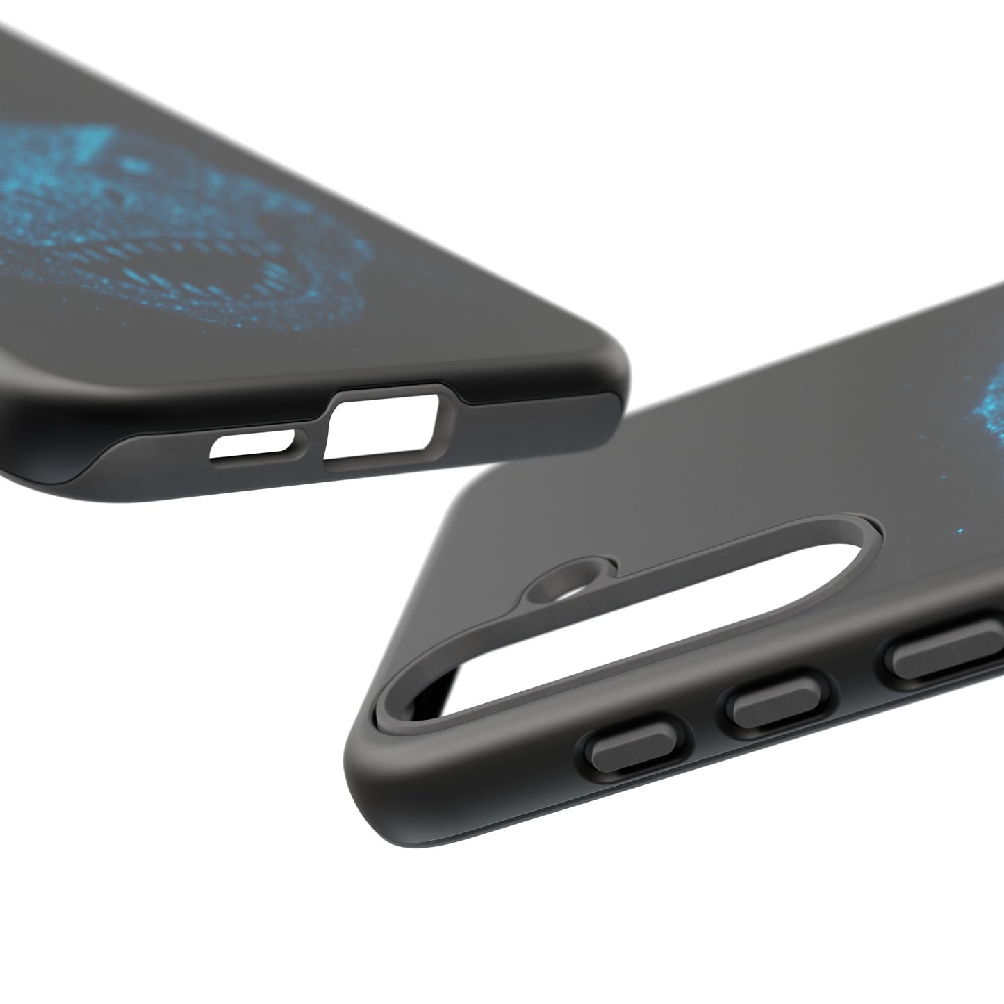 Bioluminescent T-Rex Samsung Case - Galaxy Tough Dual-Layer Cover, Cosmic Dino Particle Design, S25 S24 S23 Gift