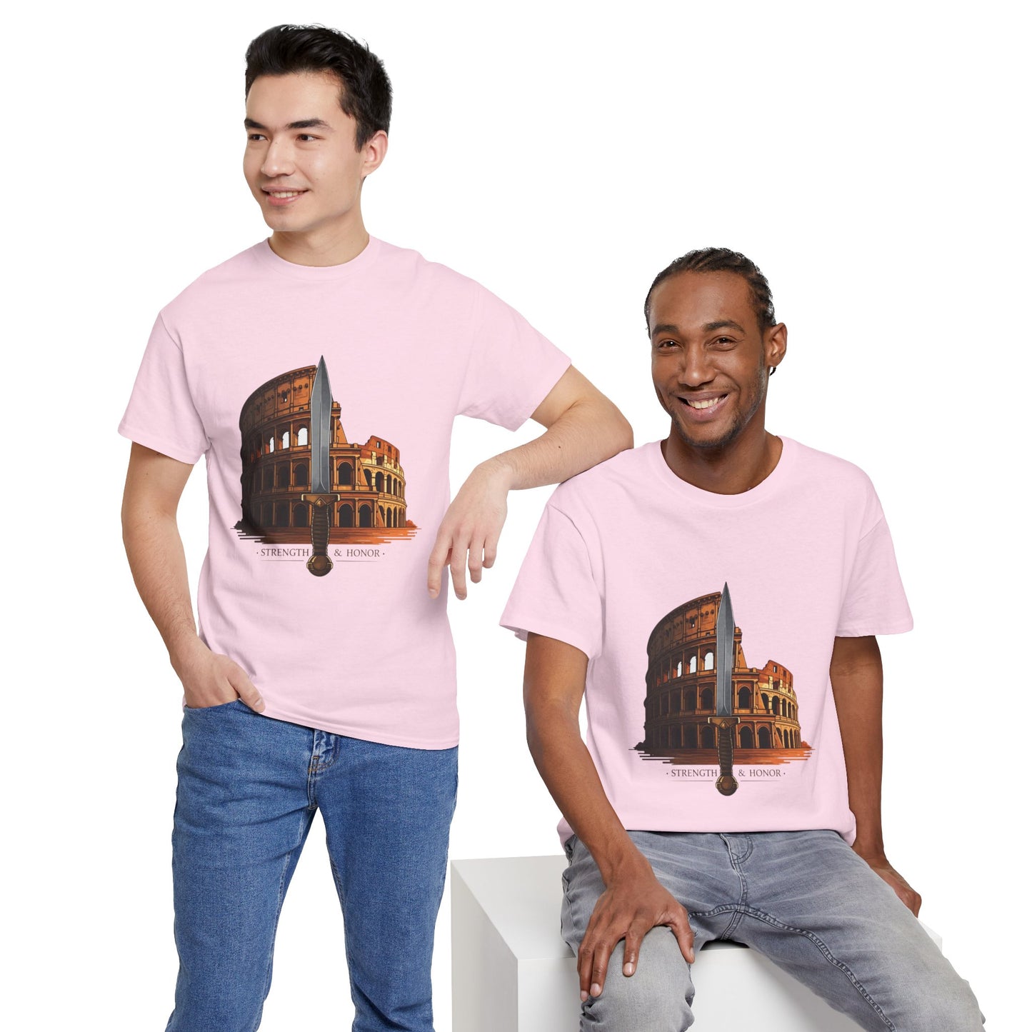 Strength & Honor Gladiator Shirt – Roman Colosseum Sword Graphic Tee – Ancient Rome History T-Shirt for Gladiator & Travel Fans