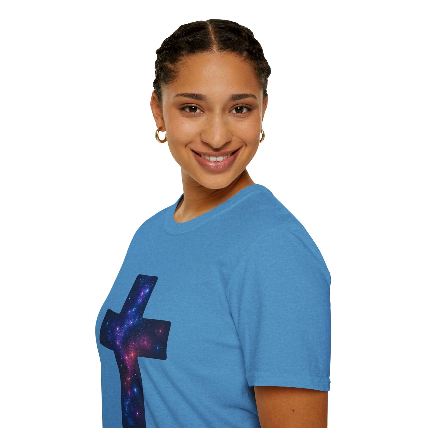Galaxy Cross Graphic Tee | Celestial Christian Shirt, Spiritual Universe Cross T-Shirt, Faith & Astronomy Gift for Women & Men, Space Aesthetic