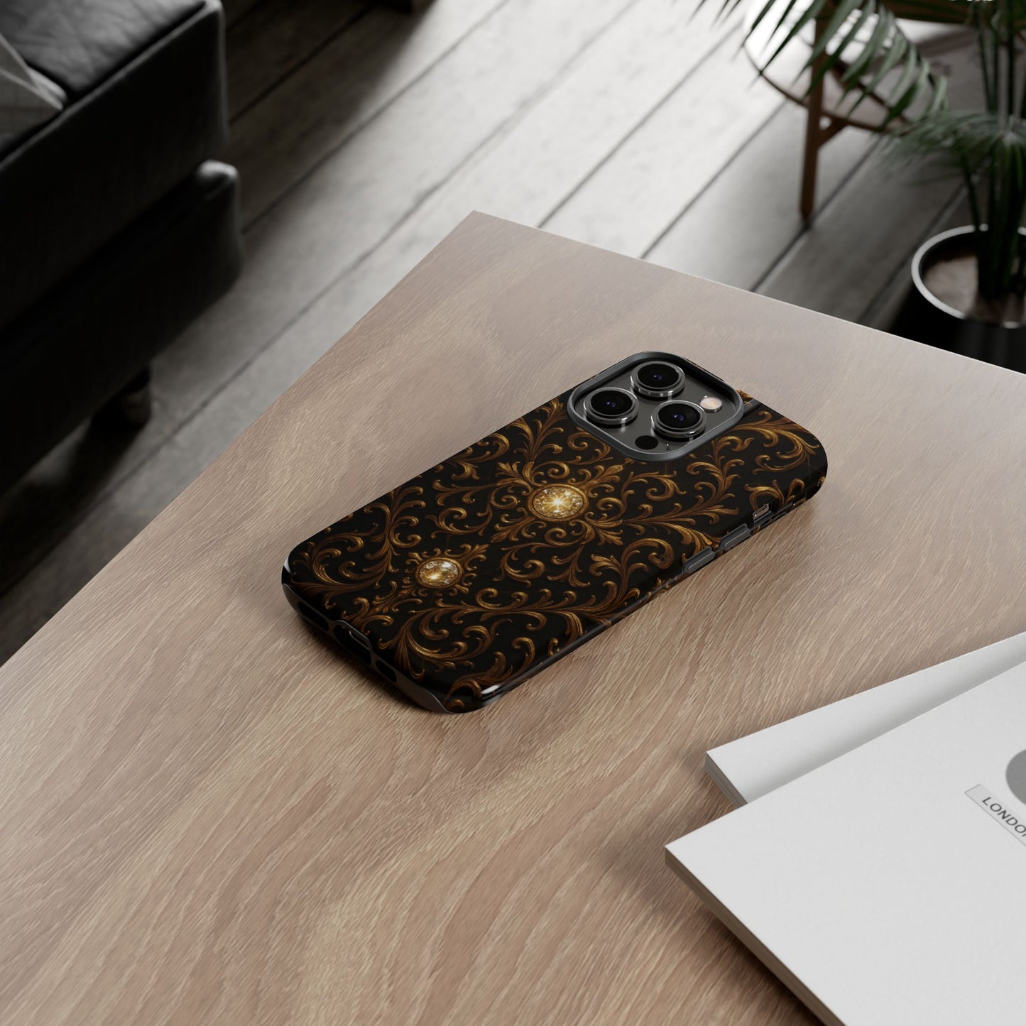 Baroque iPhone Case β Elegant Gold Floral Scroll Design for iPhone 16, 15, 14, 13, Pro Max & More