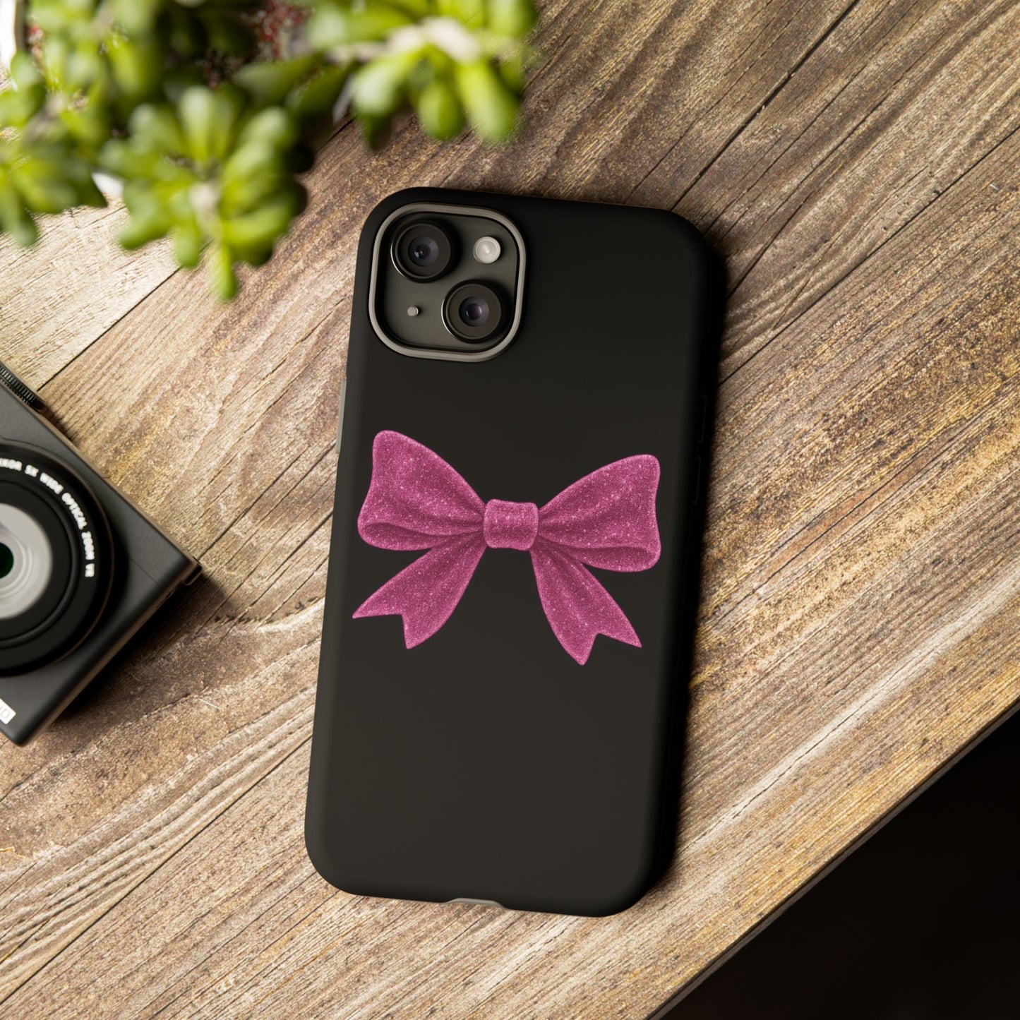 Pink Bow iPhone Case β Coquette Aesthetic Phone Cover β Glitter Soft Girl Tech Accessory β Cute Glossy Pinkcore Case β Gift for Her