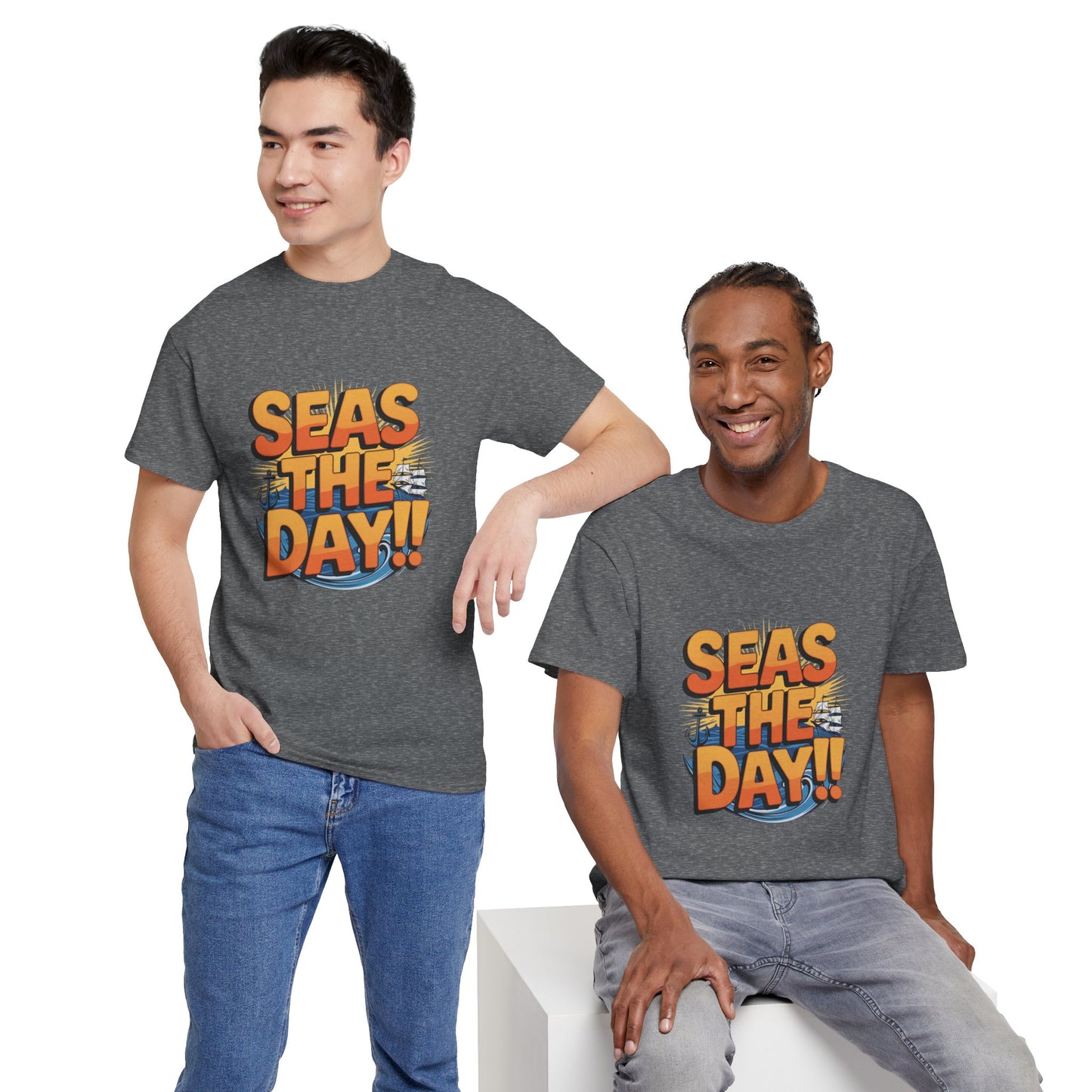Seas The Day!! Tee • Ocean Pun Graphic Shirt • Comfort Colors Unisex Beachy Vibes • Nautical Aesthetic • Gift for Sea Lovers & Summer Vacays