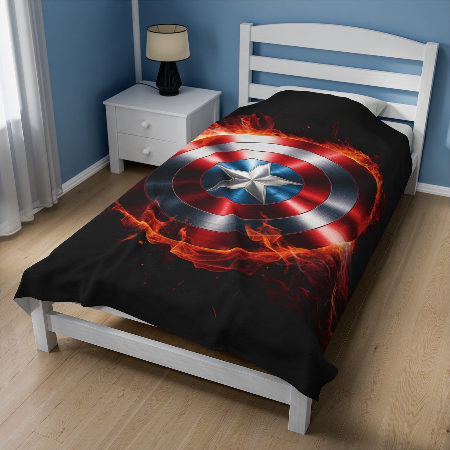 Plush Blanket Shield Flames Design