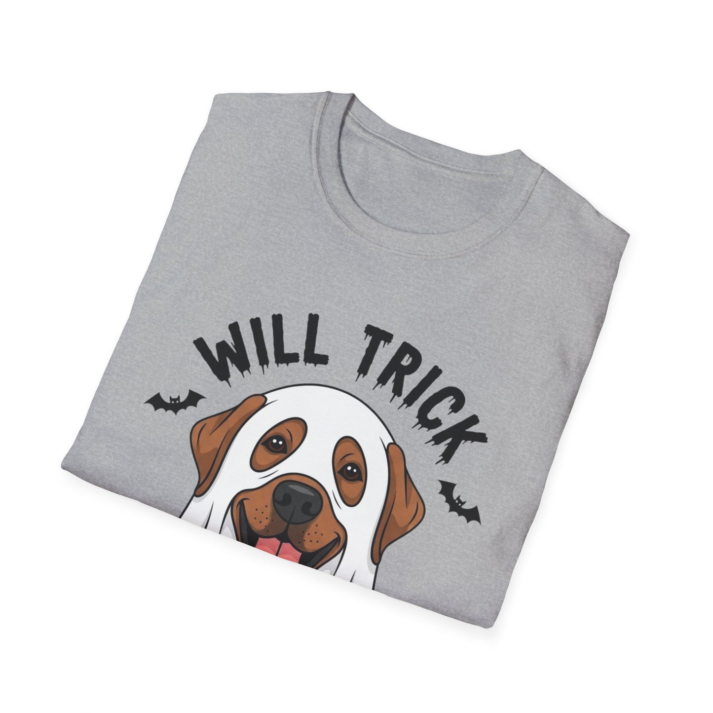 Will Trick for Treat Ghost Dog Halloween T-Shirt | Funny Spooky Dog Tee | Trick or Treat Pup Graphic Tee | Cute Fall Gift for Dog Lovers