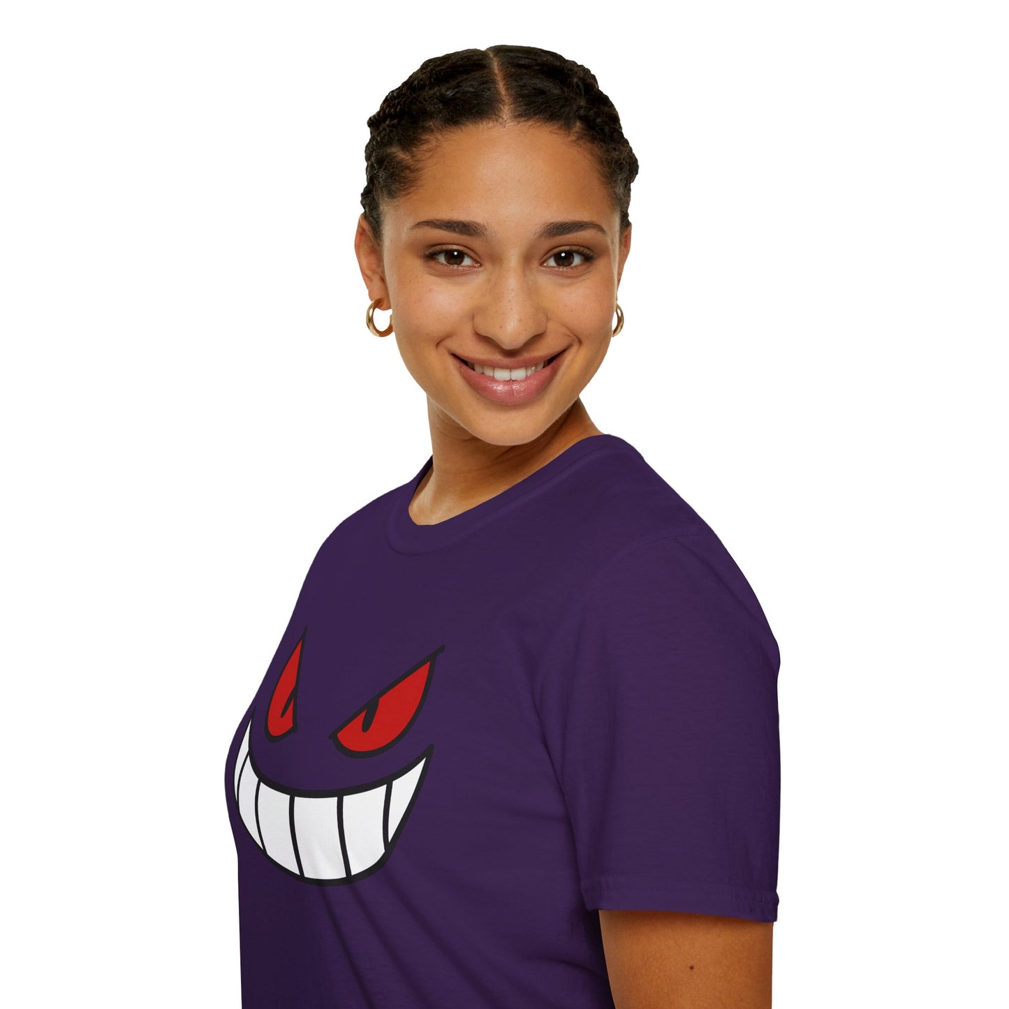 Spooky Grin Face T-Shirt - Creepy Ghost Smile Graphic Tee - Dark Humor Unisex Shirt - Anime Monster Style Funny Top