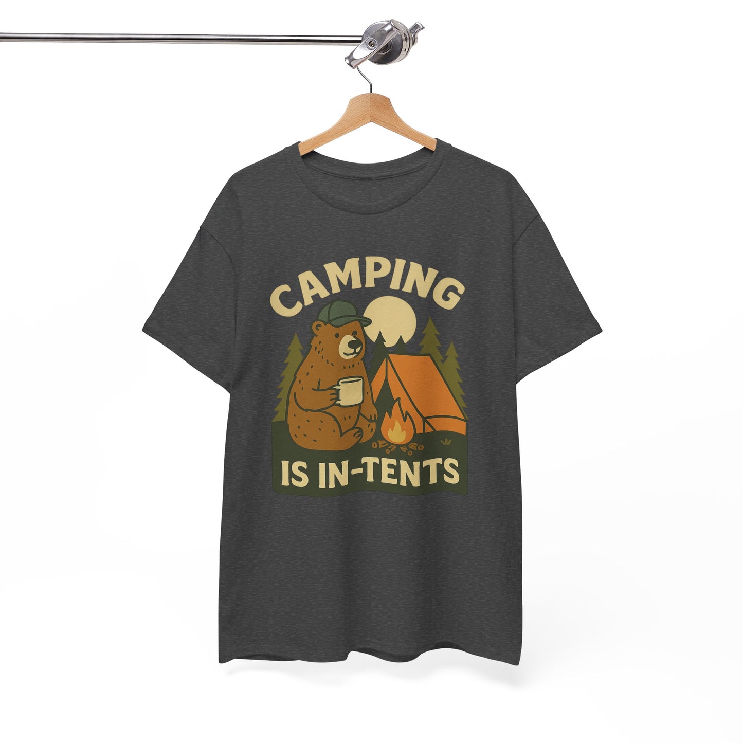 Camping Is In-Tents Funny Bear Camping Tee - Cute Outdoorsy Pun Shirt - Retro Campfire Graphic, Nature Lover Gift, Unisex Adventure Apparel