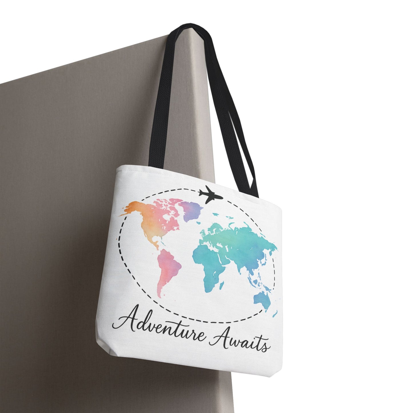Adventure Awaits Watercolor World Map Tote Bag | Travel Canvas Tote | Wanderlust Gift, Beach, Camping, Airport Carryall, Eco-Friendly