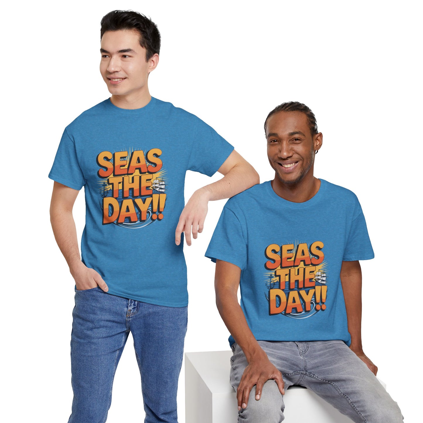 Seas The Day!! Tee • Ocean Pun Graphic Shirt • Comfort Colors Unisex Beachy Vibes • Nautical Aesthetic • Gift for Sea Lovers & Summer Vacays