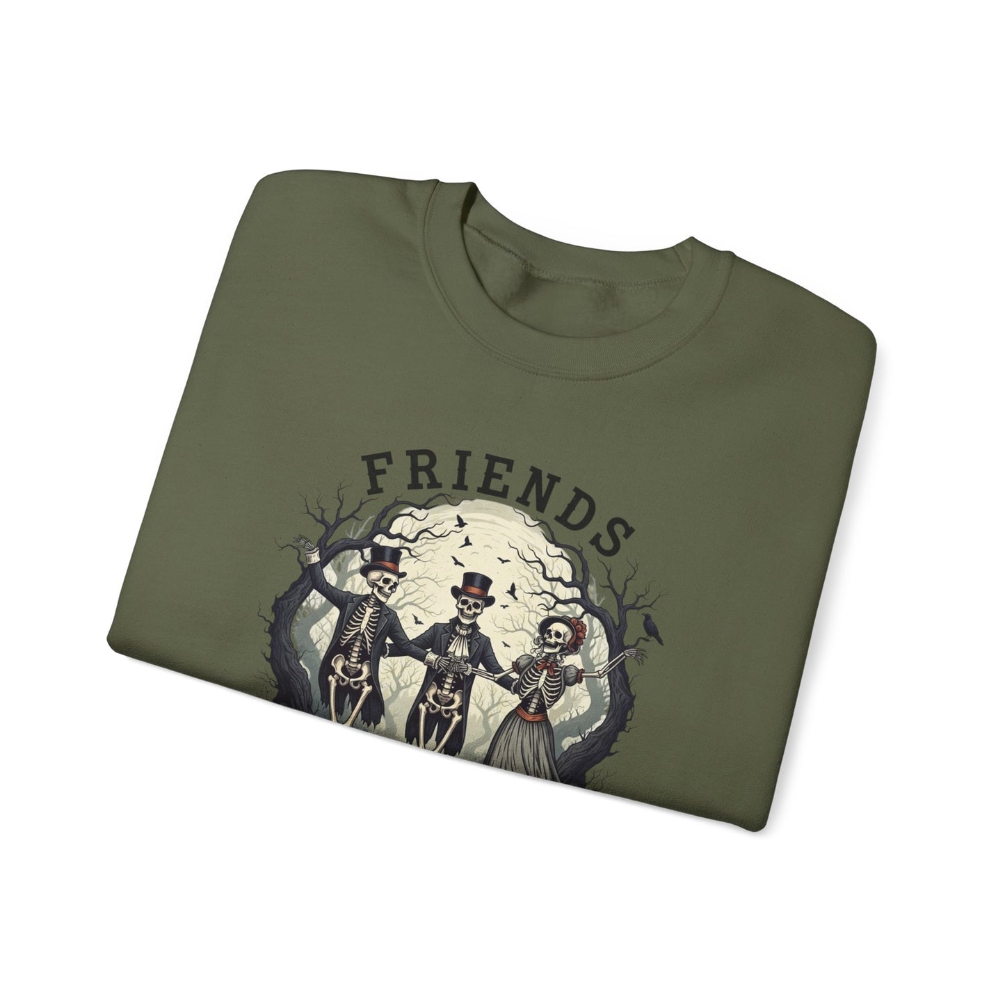 Friends Till The End Skeleton Sweatshirt | Dancing Skeletons Halloween Crewneck | Spooky Fall Graphic Pullover Gift for Bestie