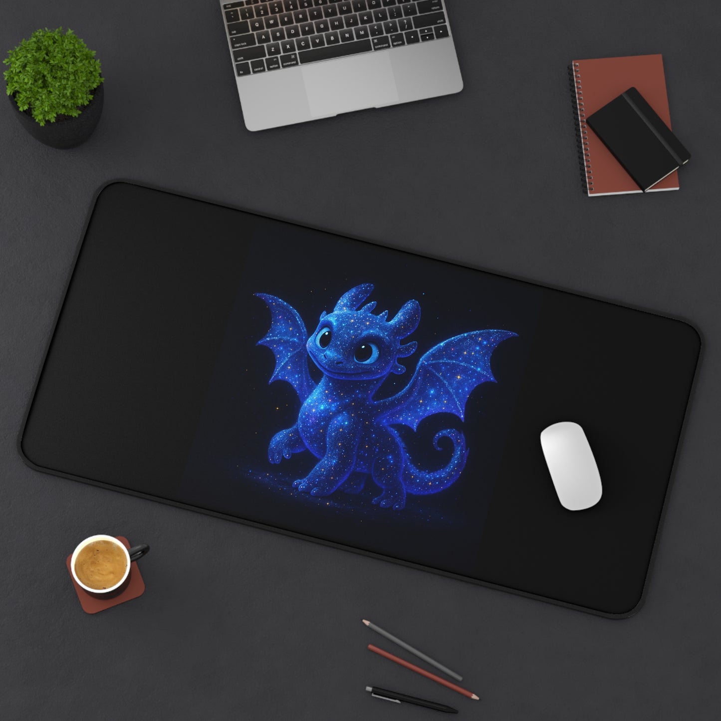 Galaxy Dragon Desk Mat | Cute Fantasy XL Mouse Pad | Kawaii Gaming Mat | Celestial Desk Decor | Gift for Gamers & Dragon Lovers