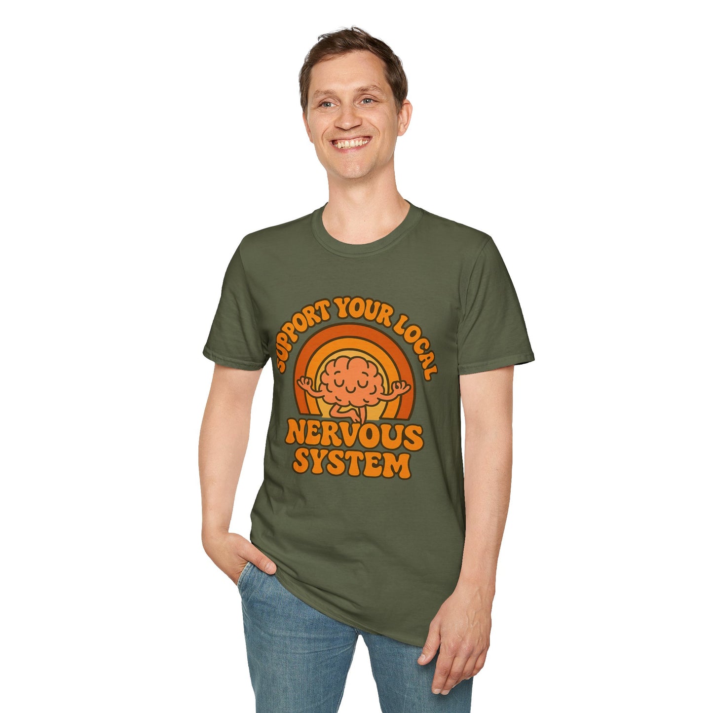 Support Your Local Nervous System T-Shirt | Funny Brain Tee, Neurodiversity Gift, Mental Health Humor Shirt, Science Geek Retro Tee