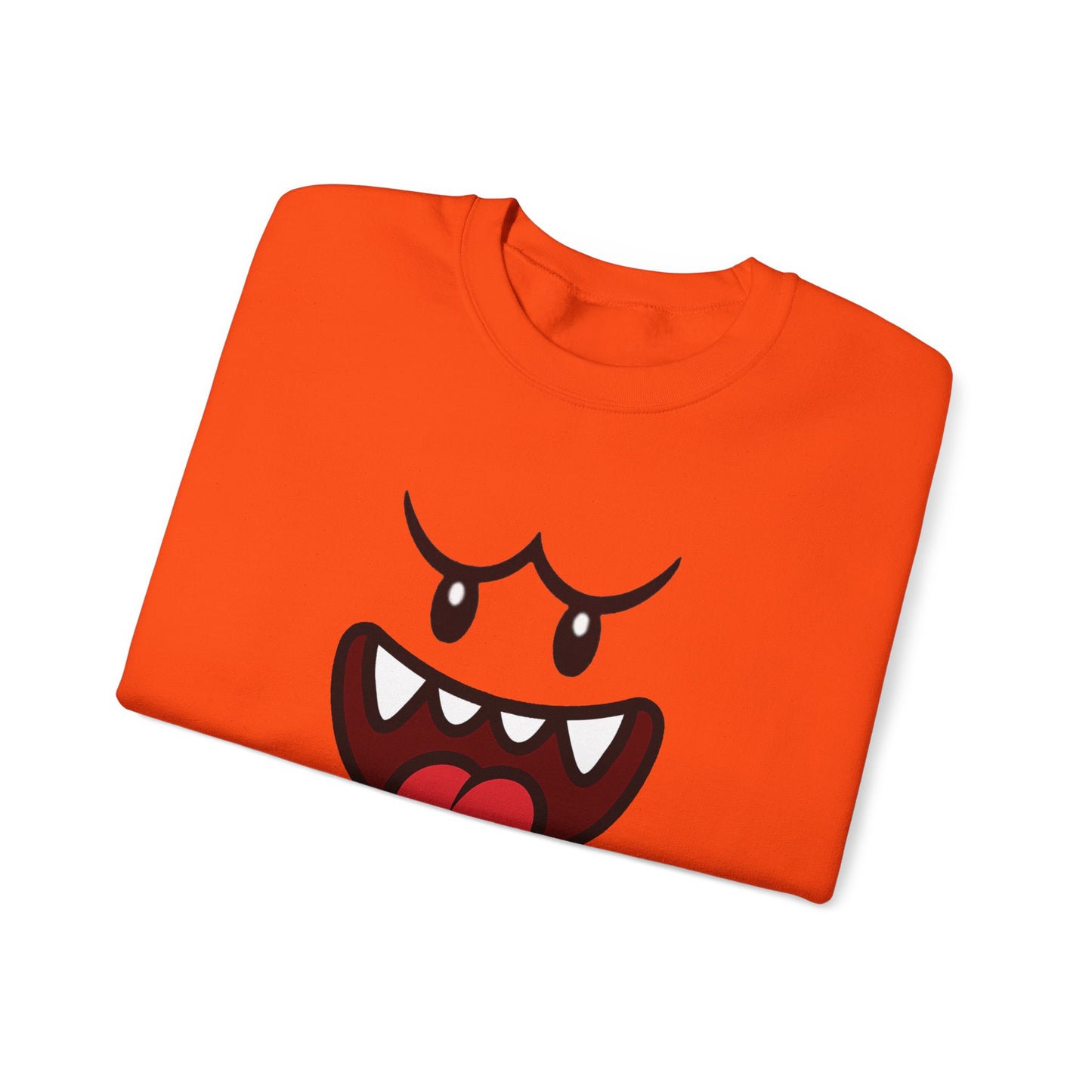 Spooky Grin Sweatshirt, Cartoon Ghost Face Crewneck, Halloween Grinning Ghost Sweatshirt, Cute Monster Smile Pullover, Spooky Season Graphic Sweat