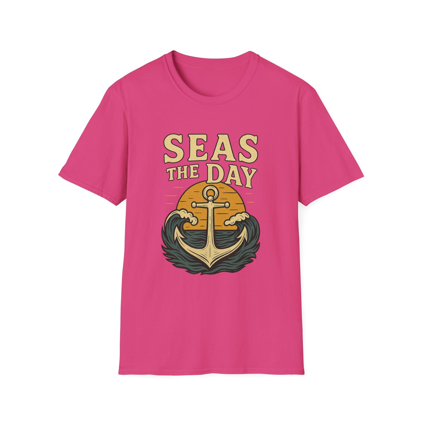 Seas the Day Shirt – Nautical Anchor Ocean Tee | Coastal Beach Graphic T-Shirt | Funny Seaside Pun Gift | Unisex Summer Travel Top