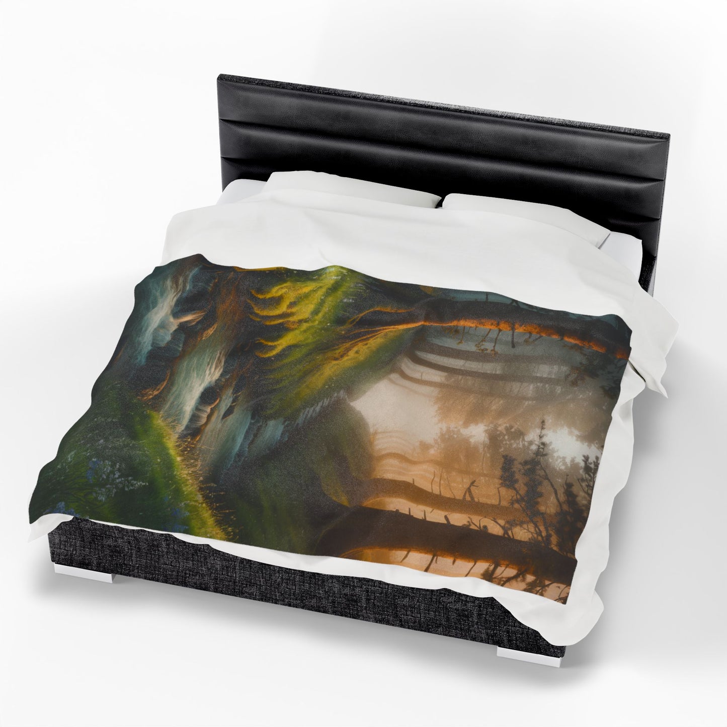 Serene Nature Velveteen Plush Blanket Cozy Décor for Home Nature Blanket Forest Throw with Stream