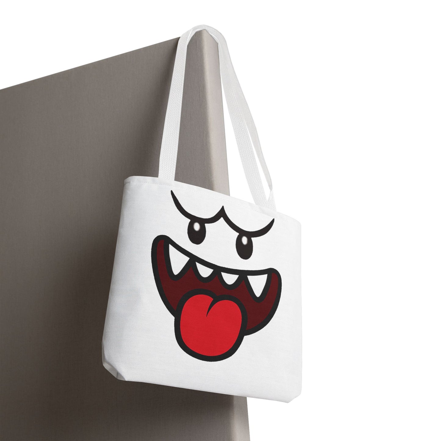 Funny Ghost Face Tote Bag, Spooky Halloween Shopping Bag, Creepy Cute Gamer Tote, Novelty Reusable Canvas Bag, Horror Themed Trick or Treat Bag