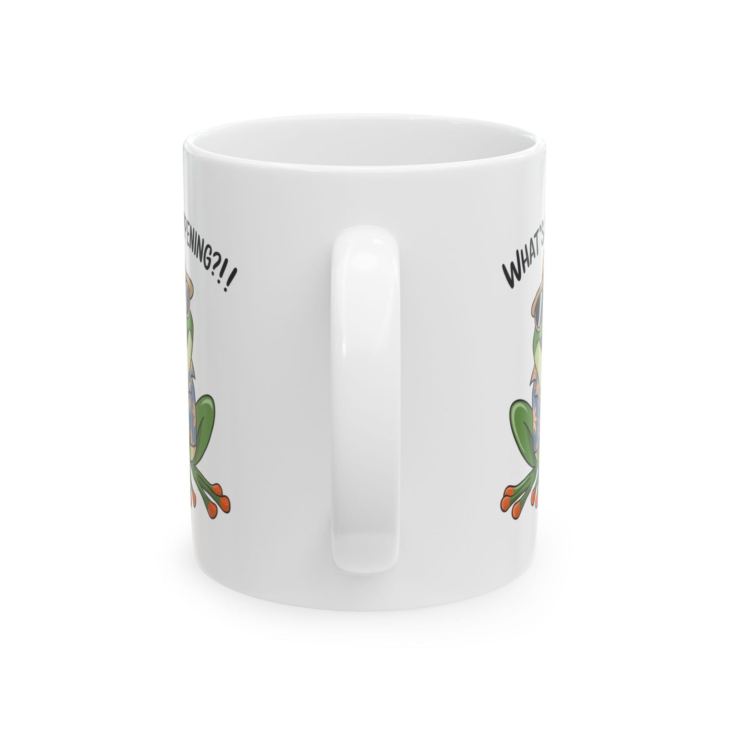 What’s Hoppening?! Frog Mug – Funny Tropical Frog in Hawaiian Shirt Coffee Cup, Cute Animal Ceramic Mug, Funky Gift for Frog Lovers