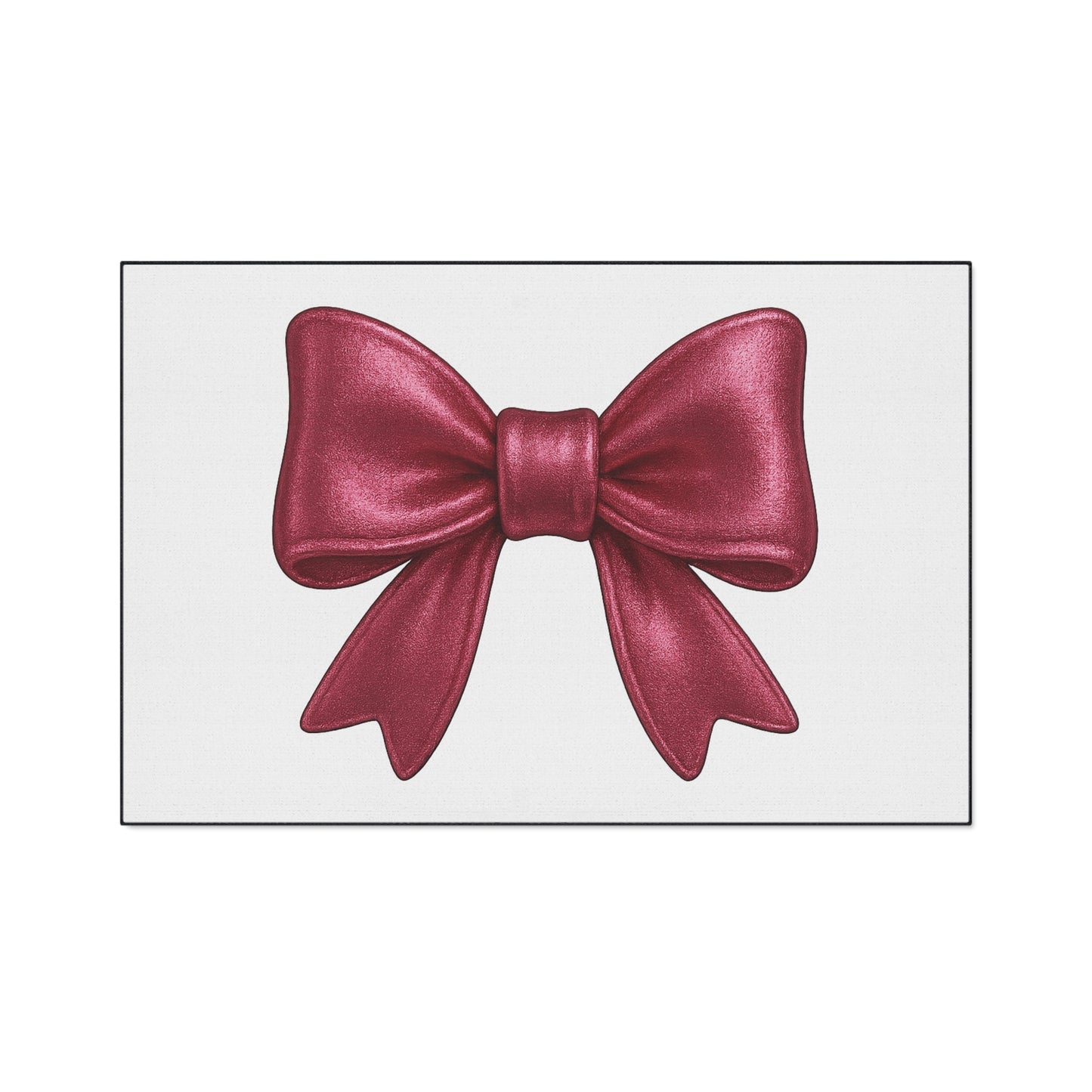 Red Bow Door Mat - Cute Glam Entry Rug, Pink Ribbon Welcome Mat, Girly Home Decor, Holiday Front Door Rug