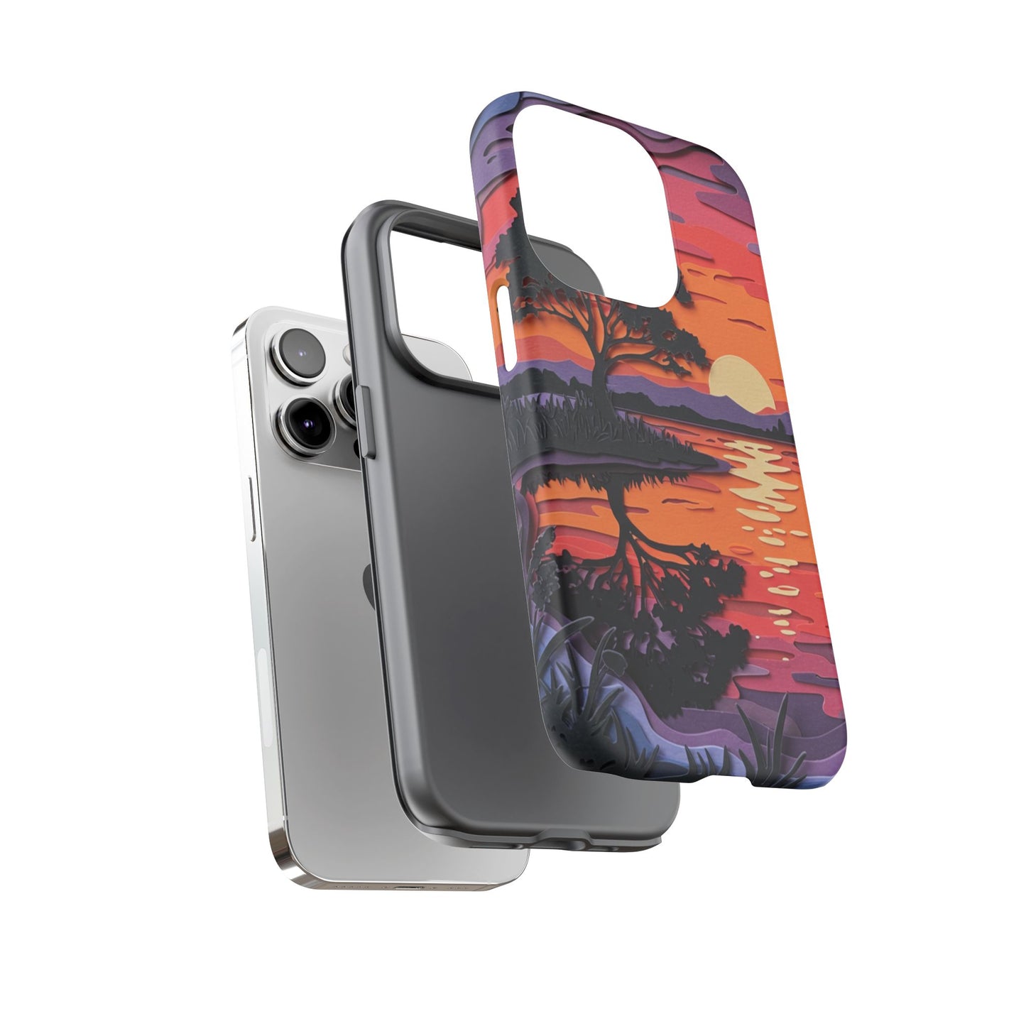 iPhone Case - Colorful Paper Art Sunset Design