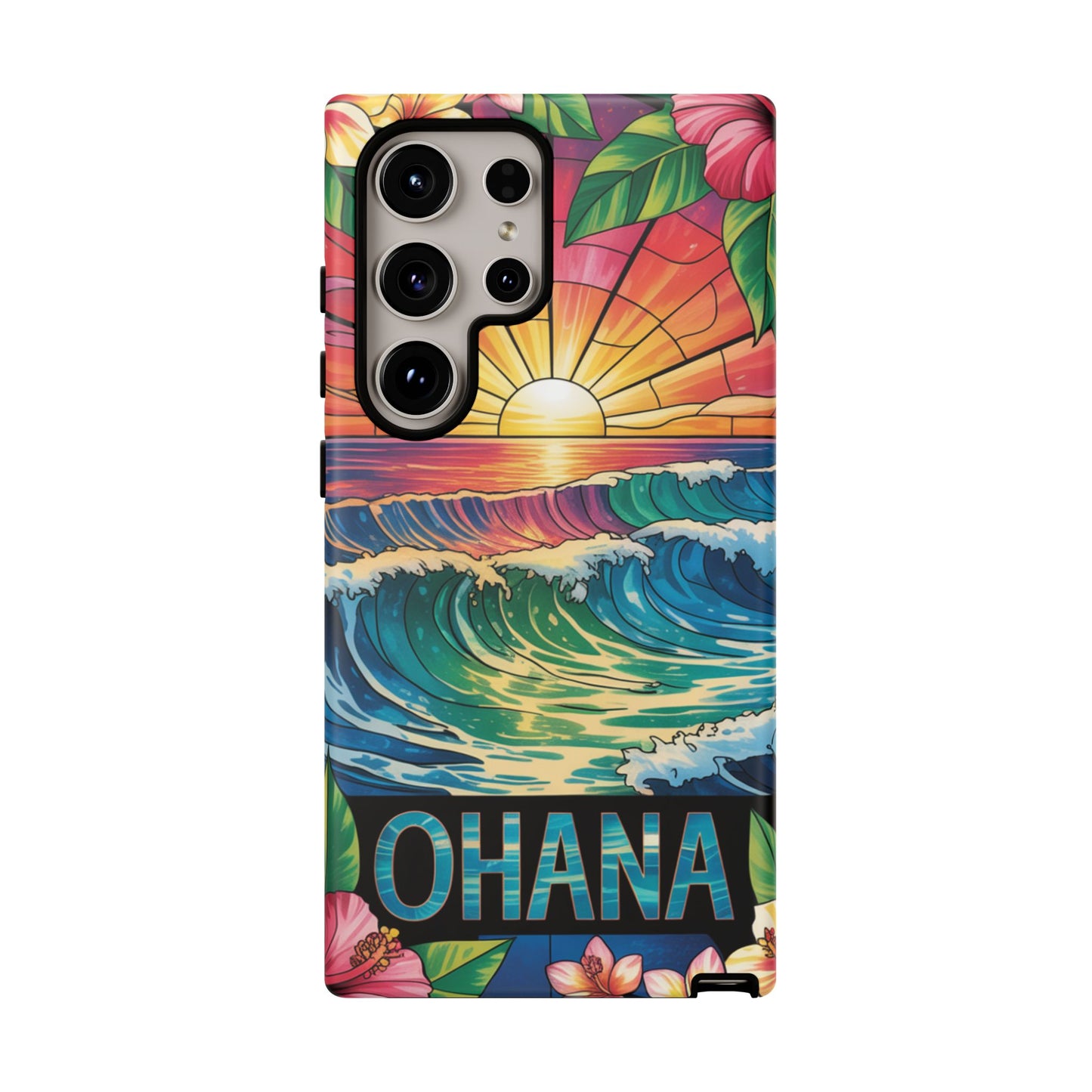 Samsung Galaxy Case Ohana Hawaiian Wave Phone Cover Sunset Tropical Beach Art Protective Case Gift for Samsung Lovers