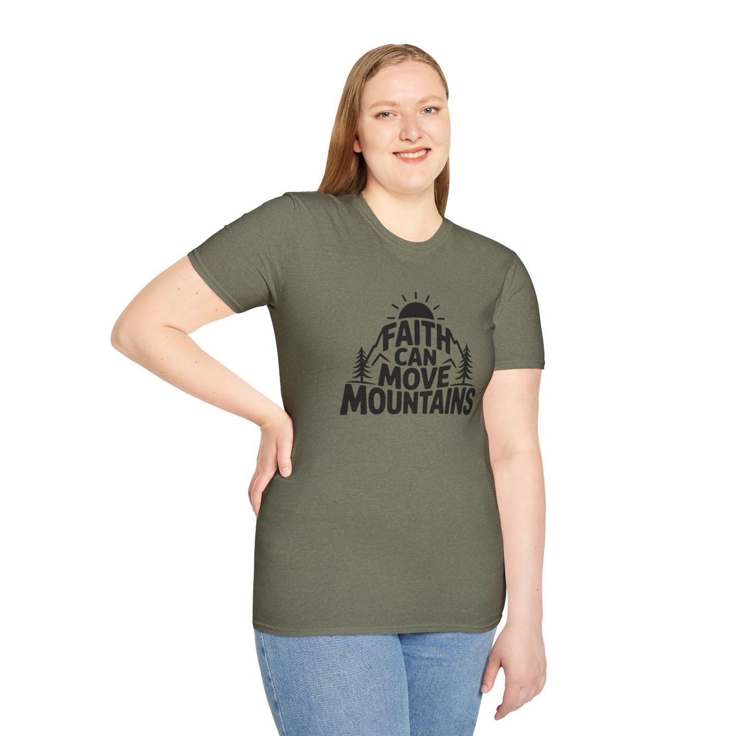 Faith Can Move Mountains T-Shirt | Christian Inspirational Mountain Tee | Boho Nature Faith Graphic Shirt | Gospel Verse Gift for Believers