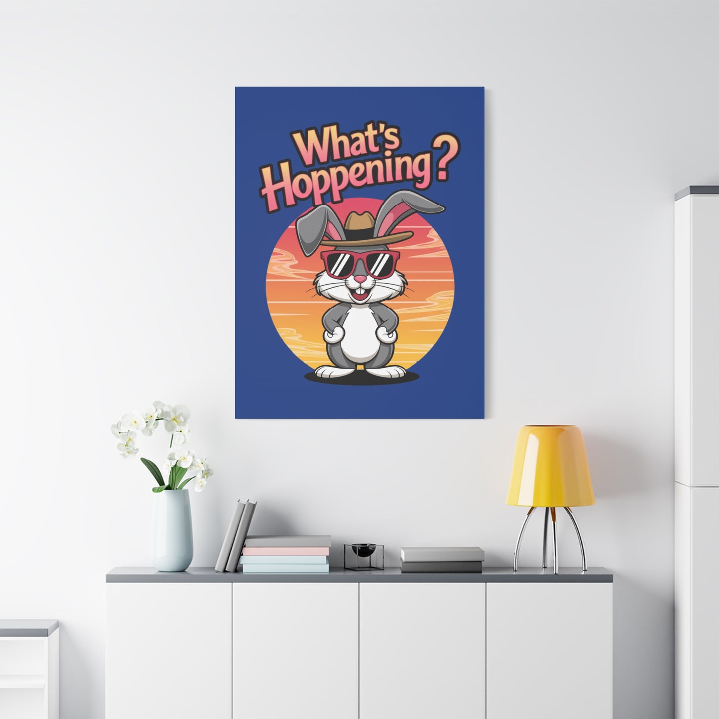 What's Hoppening Canvas Art; Bunny Art; Rabbit Canvas