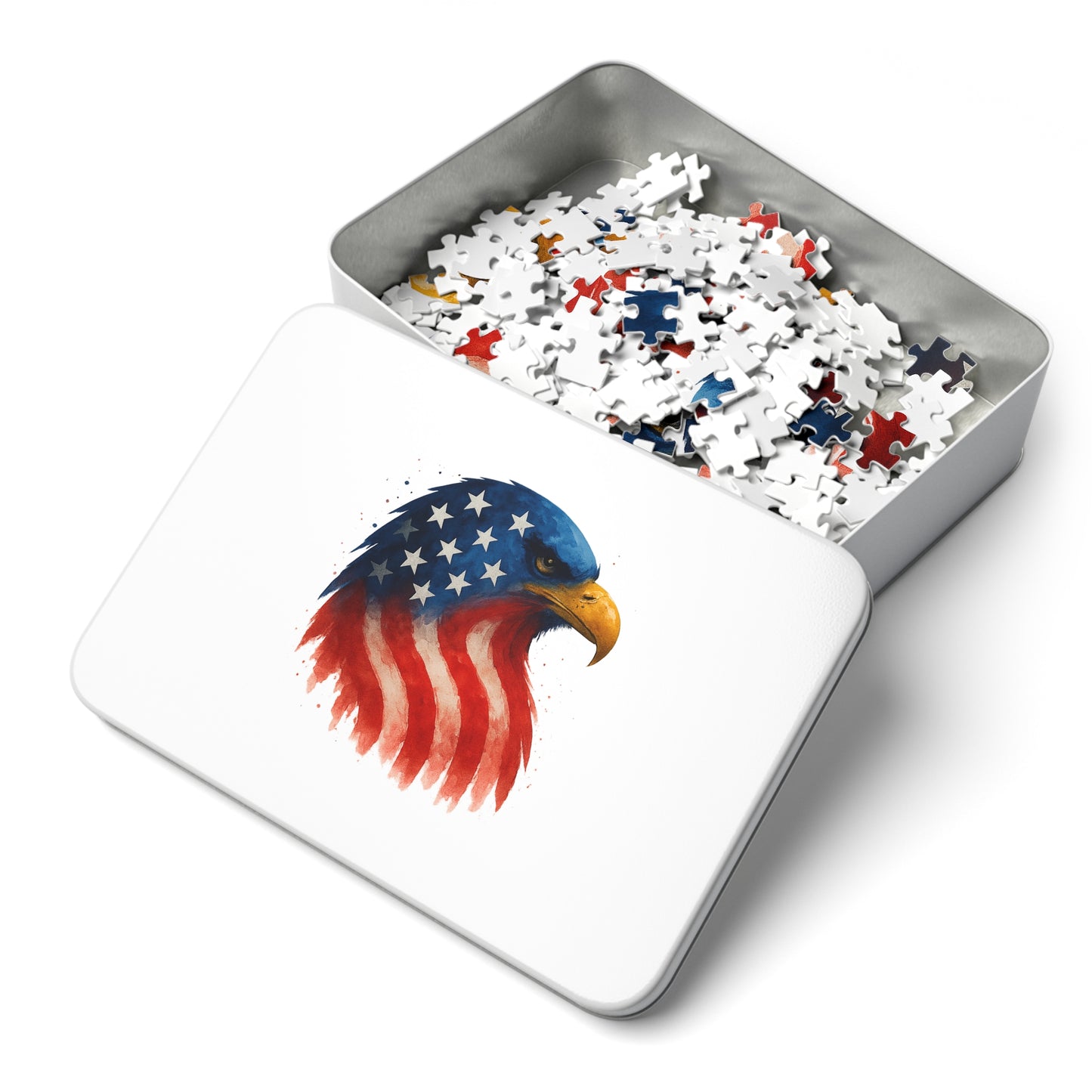 Patriotic Eagle Puzzle - 252 pc - 2000 pc Eagle Jigsaw in Tin, USA Family Game Night, Independence Day Gift, Educational Relaxation Decor